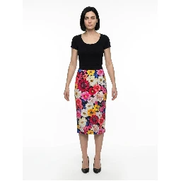 Multicolor Elastane Midi Skirt