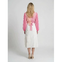 Pink Silk Midi Skirt