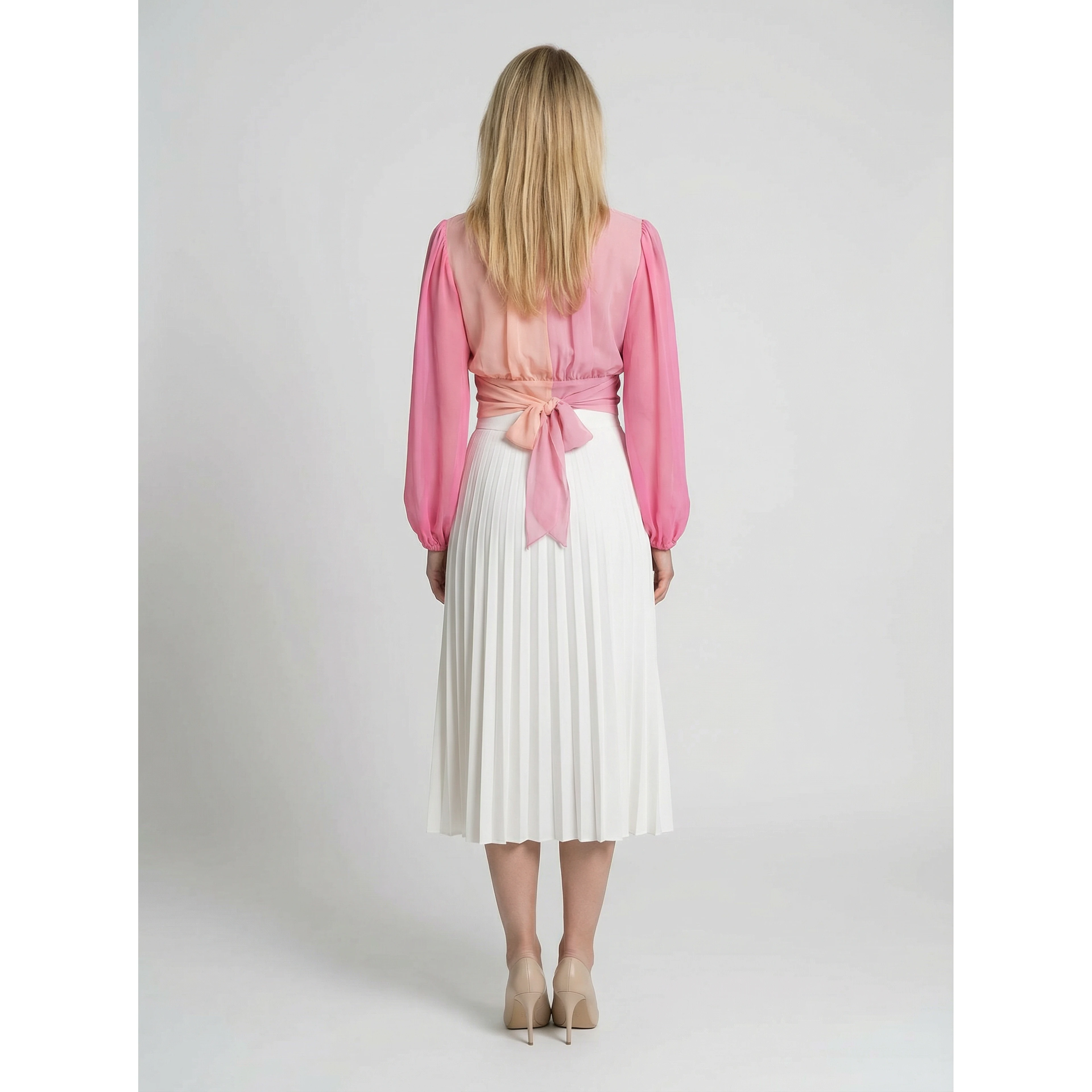 Pink Silk Midi Skirt