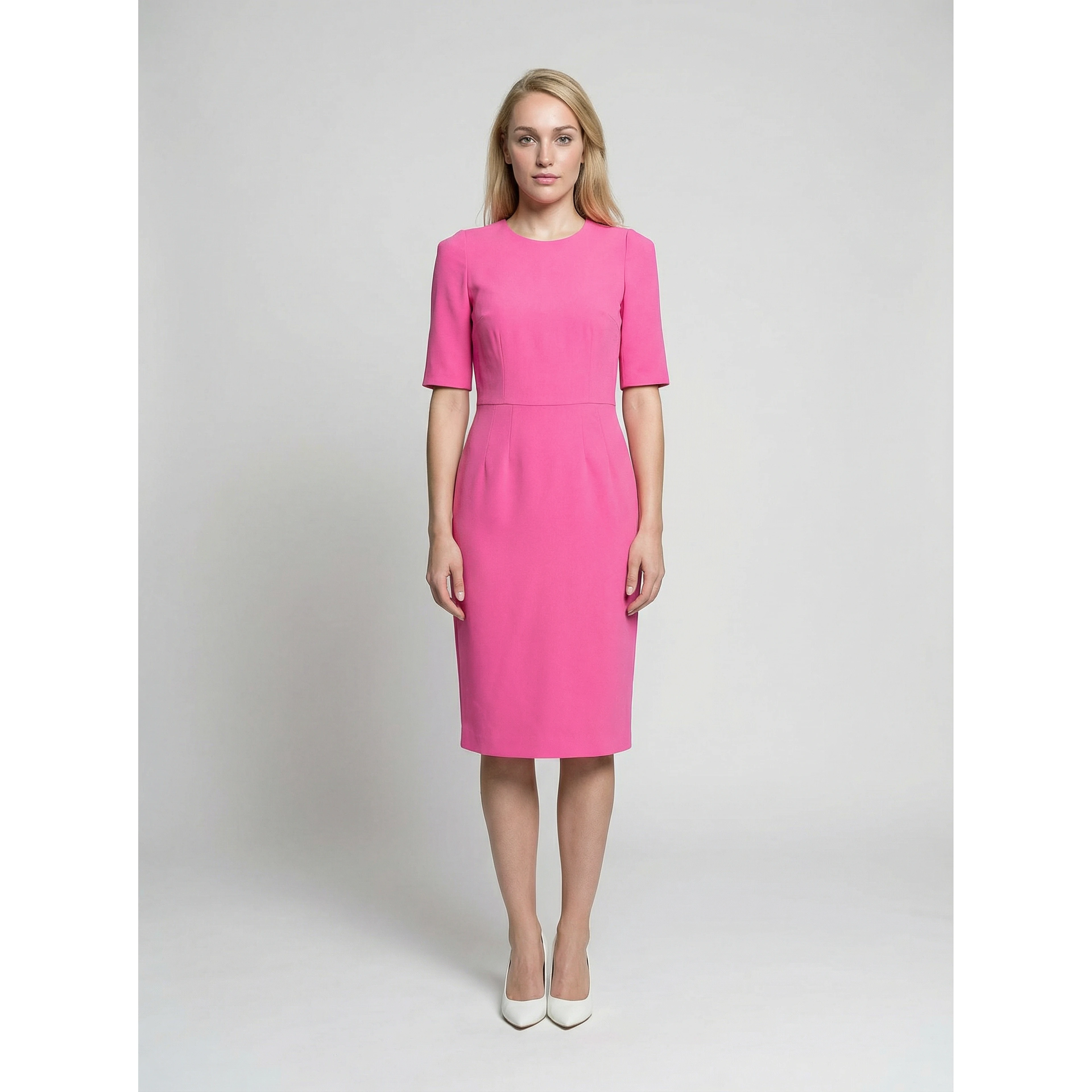 Pink Acetate Casual Dress
