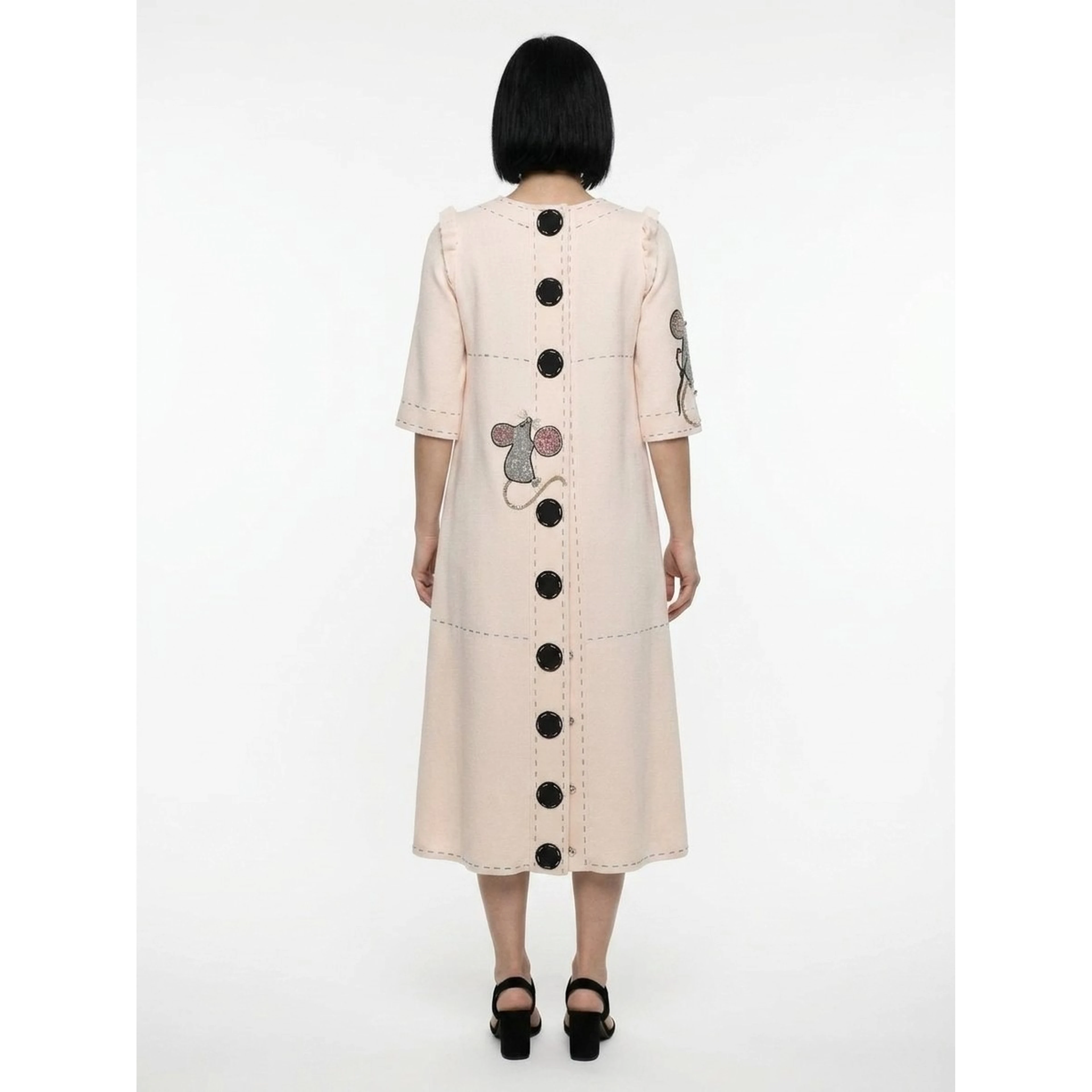 Cream Polyester Casual Dress