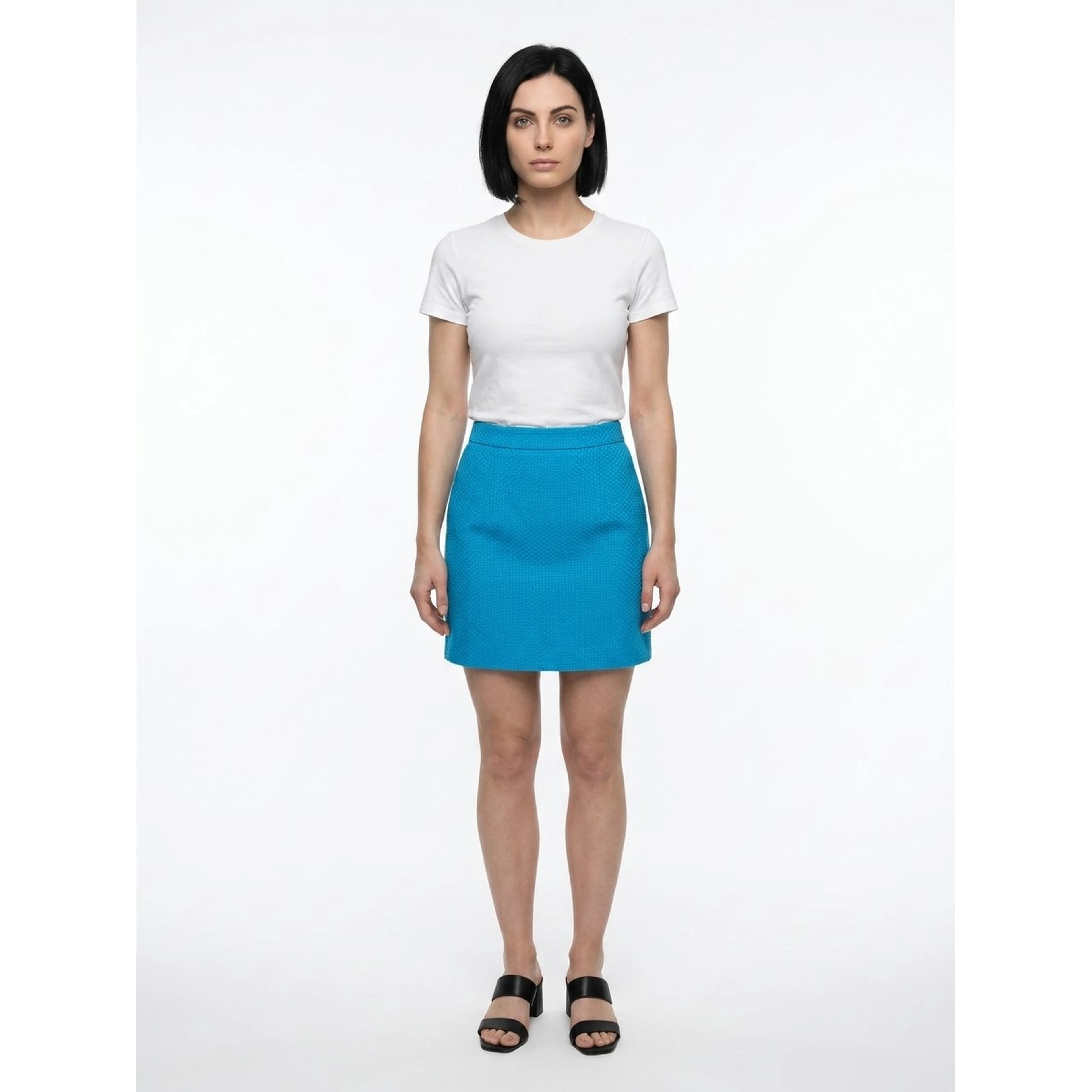 Turquoise Cotton Mini Skirt