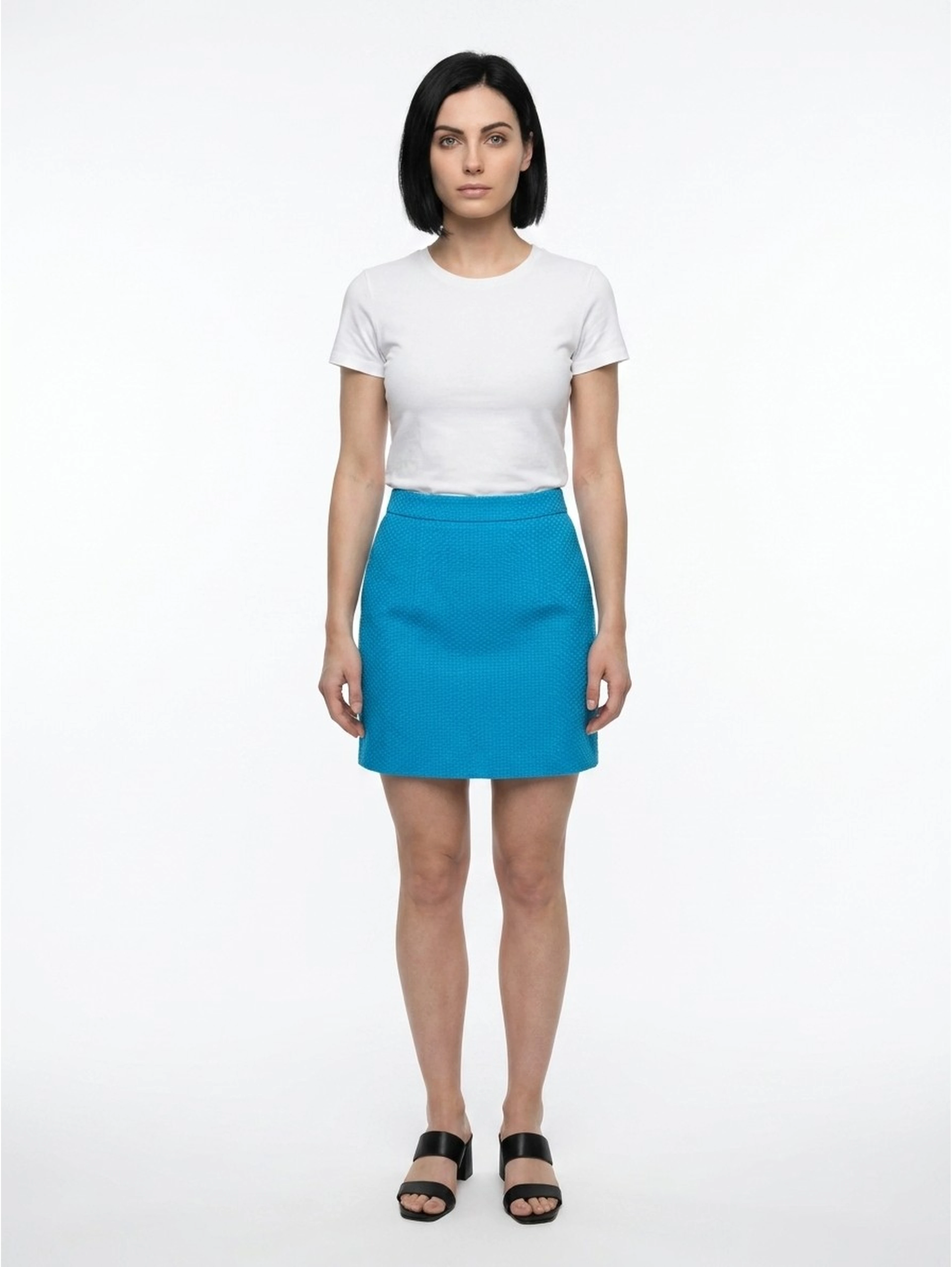 Turquoise Cotton Mini Skirt