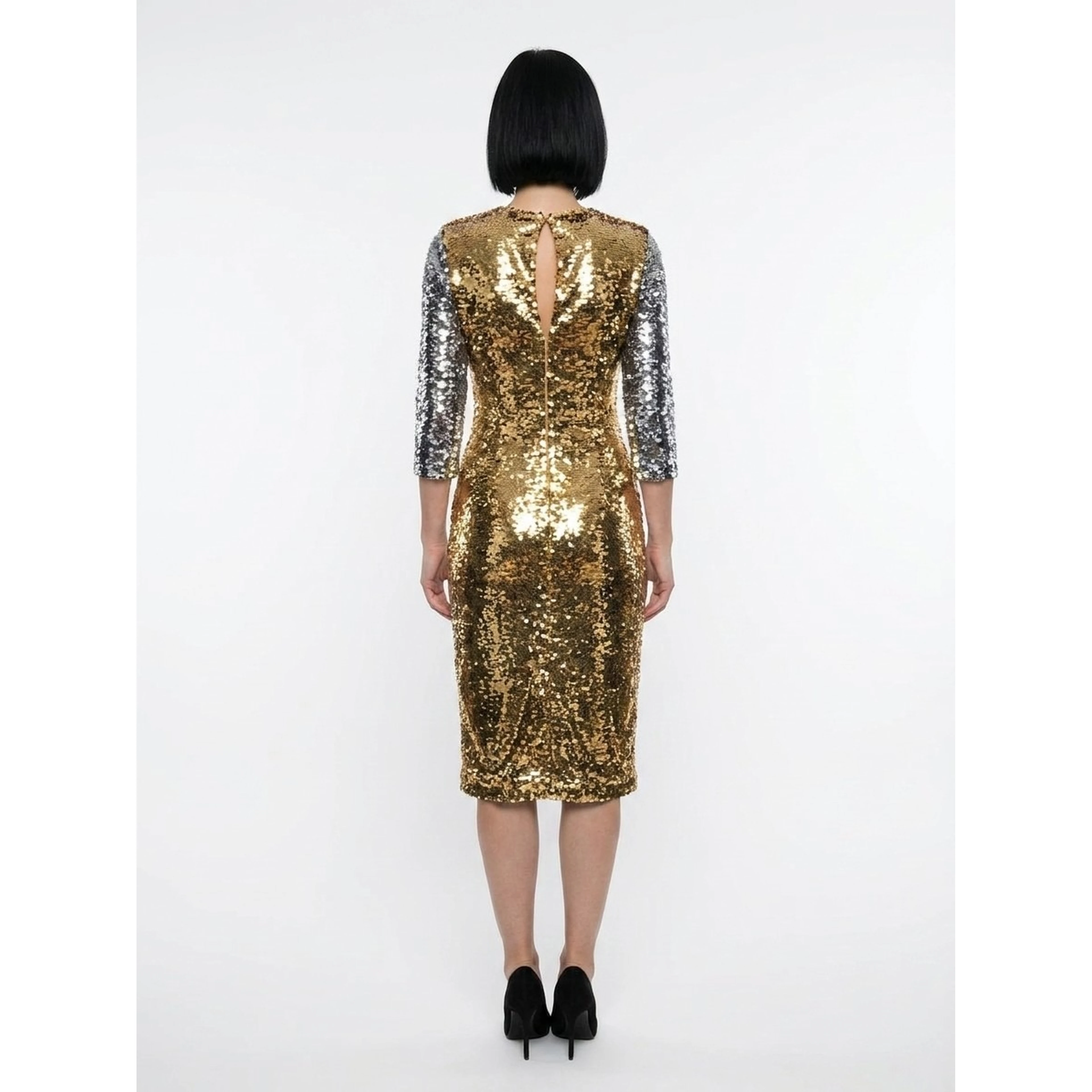 Silver Polyester Cocktail Dress