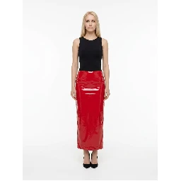 Red Elastane Long Skirt
