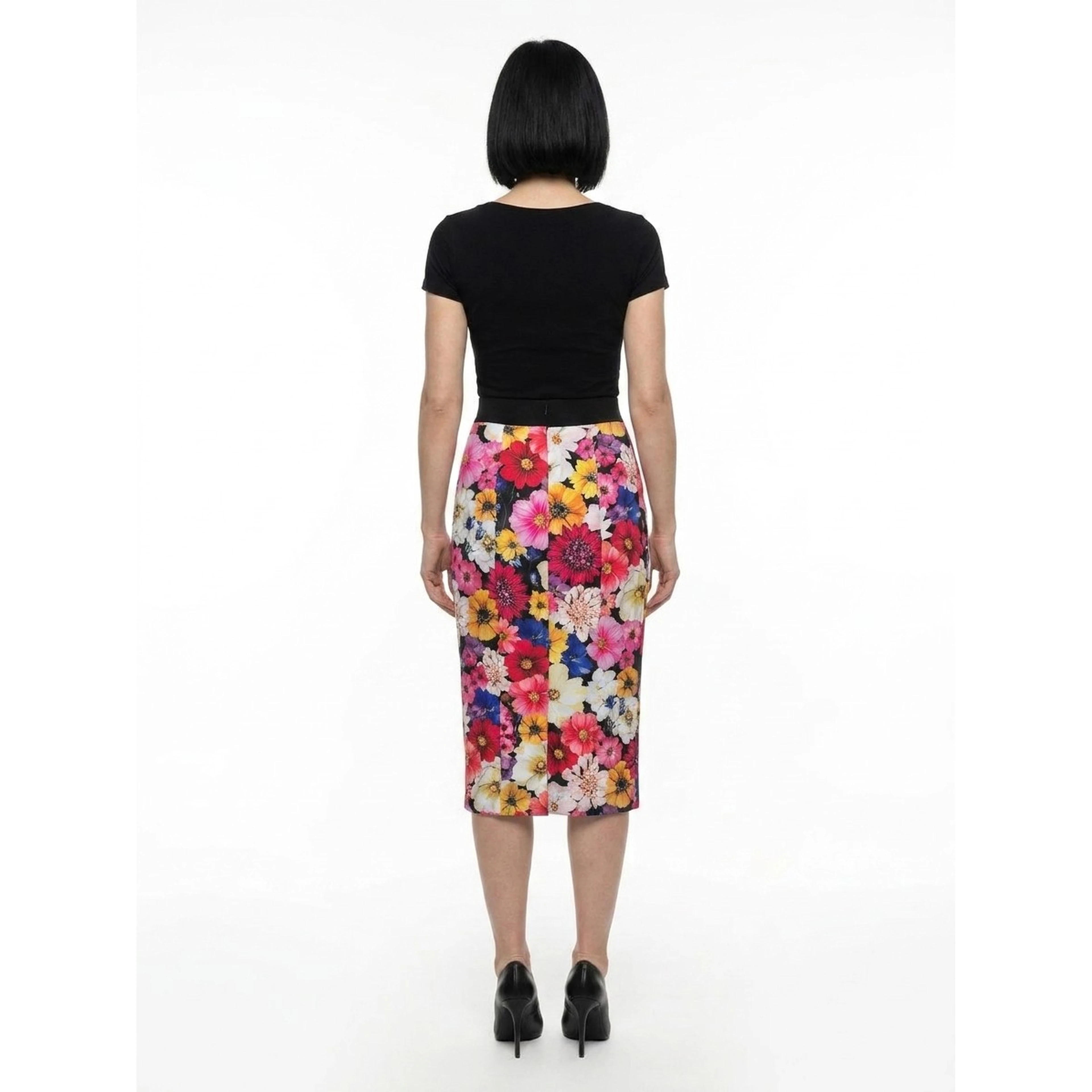 Multicolor Elastane Midi Skirt