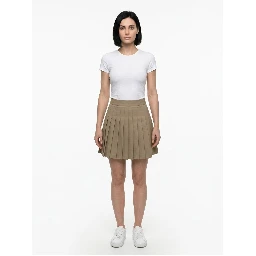 Beige Cotton Mini Skirt