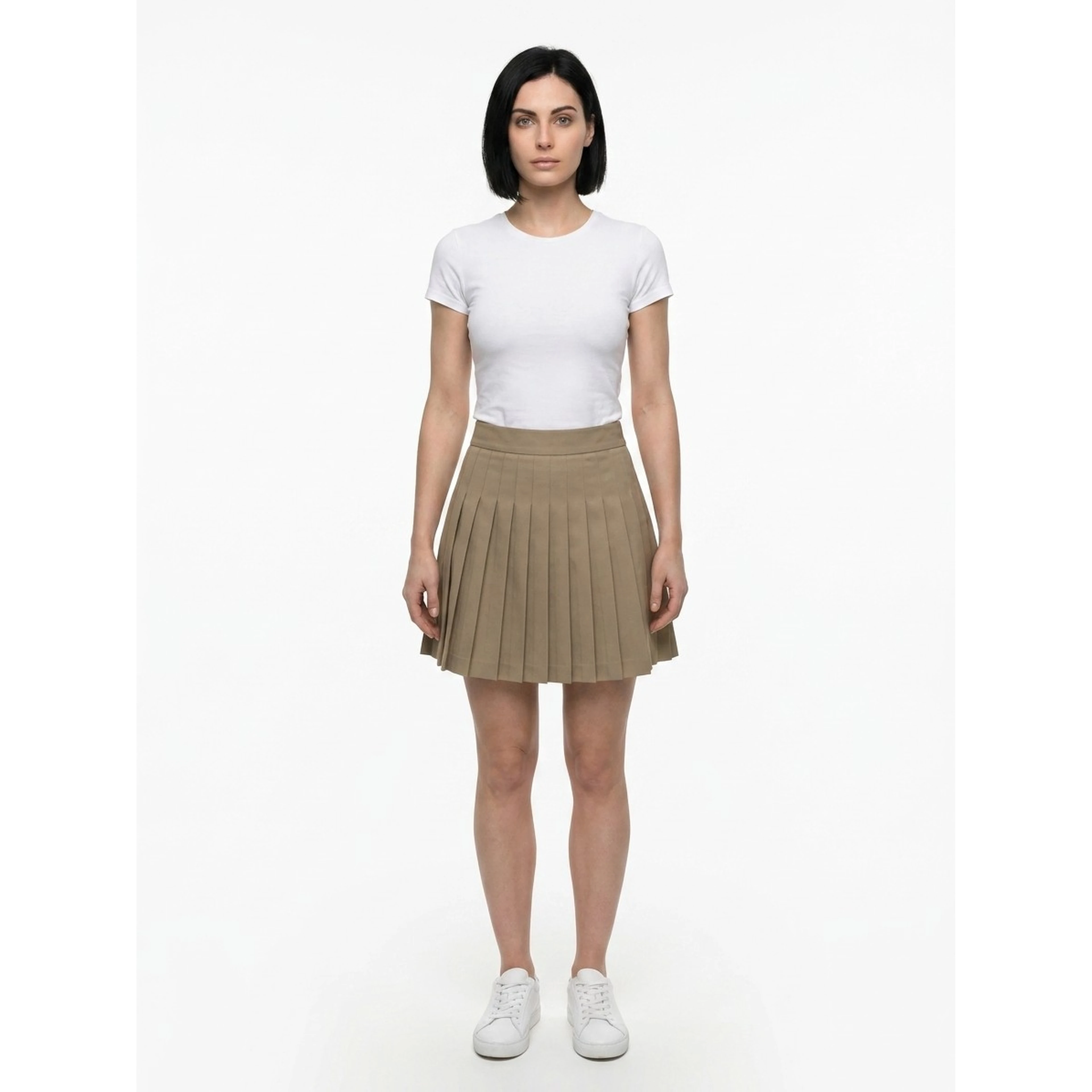 Beige Cotton Mini Skirt