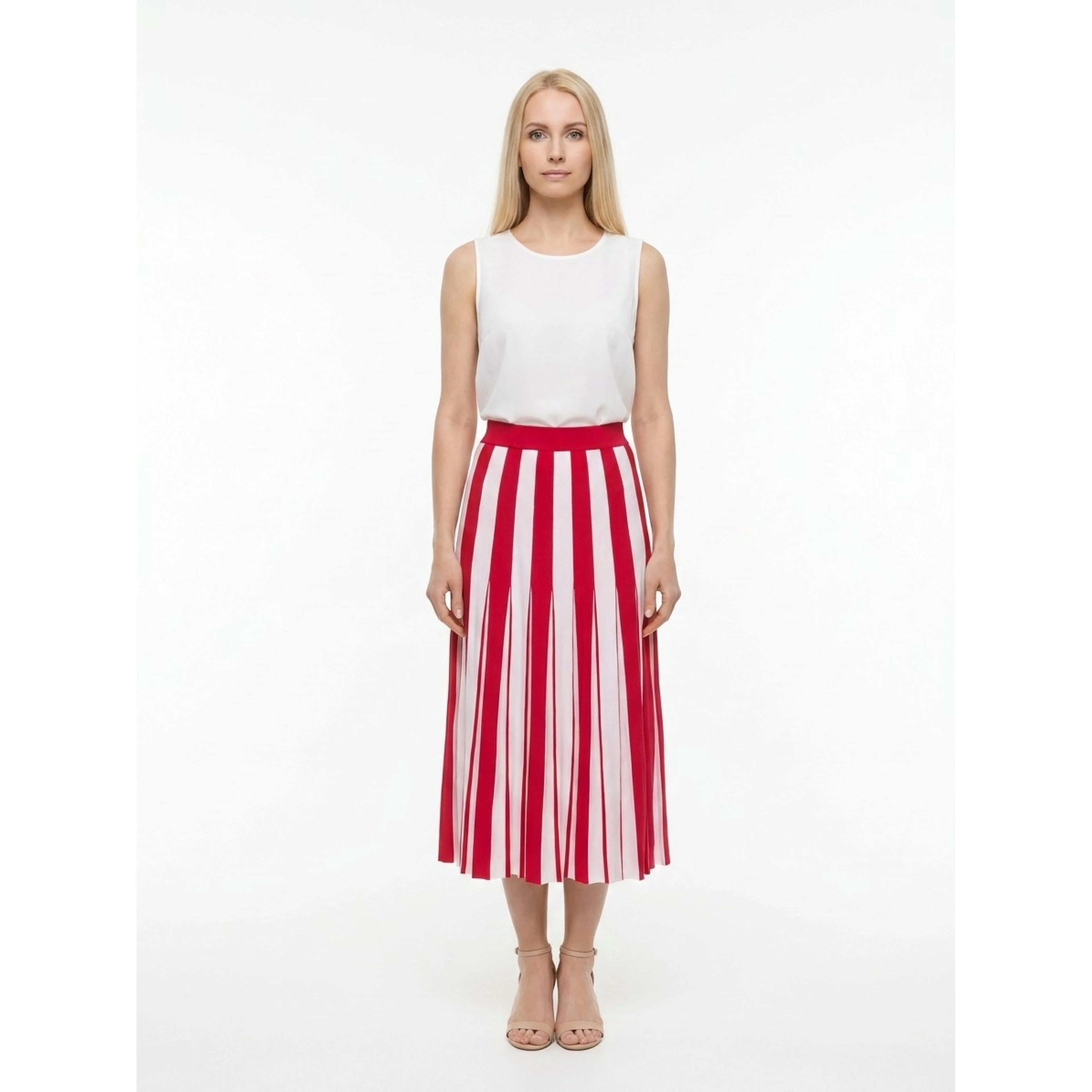 Bicolor Elastane Midi Skirt