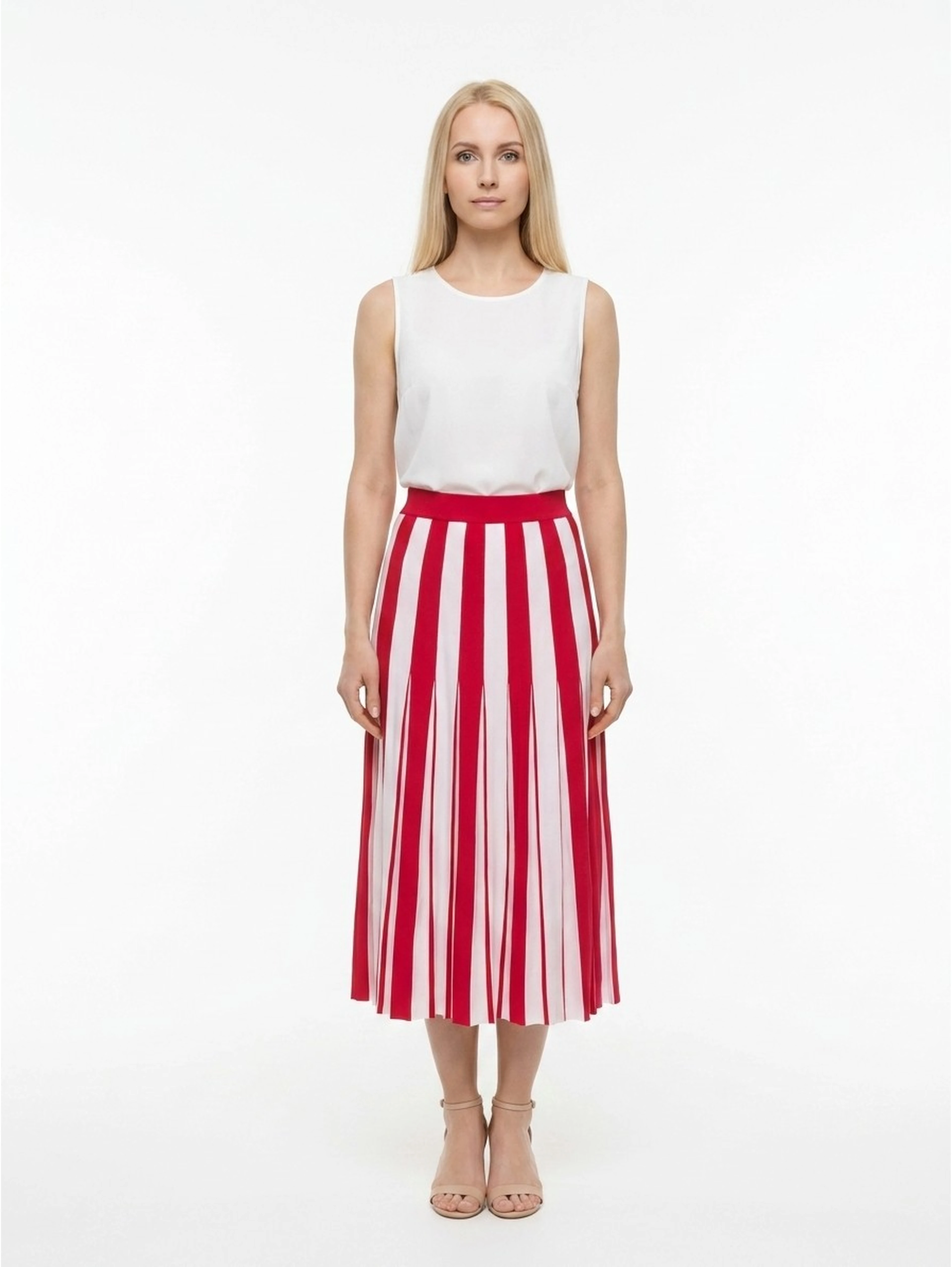 Bicolor Elastane Midi Skirt