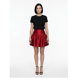 Red Silk Mini Skirt