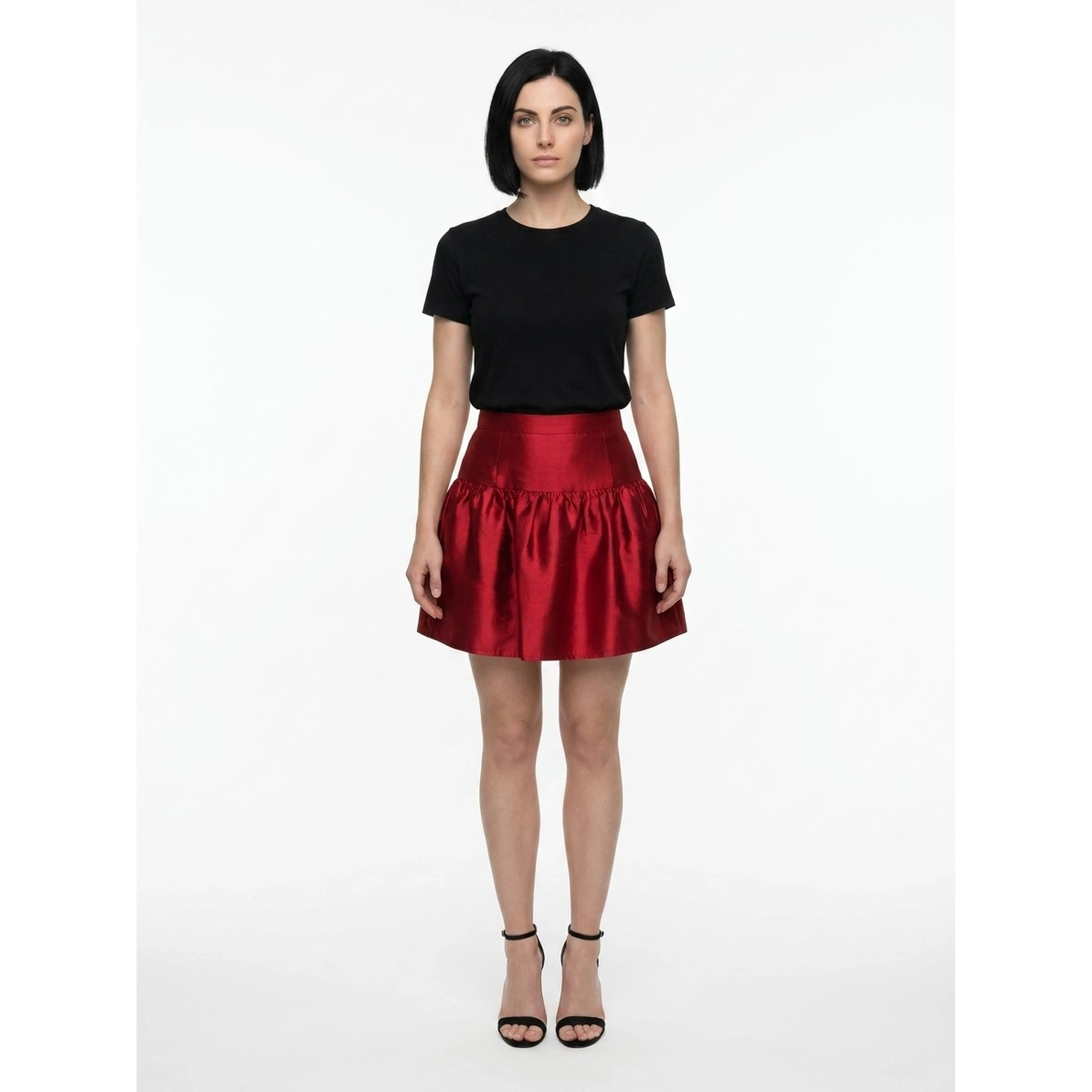 Red Silk Mini Skirt