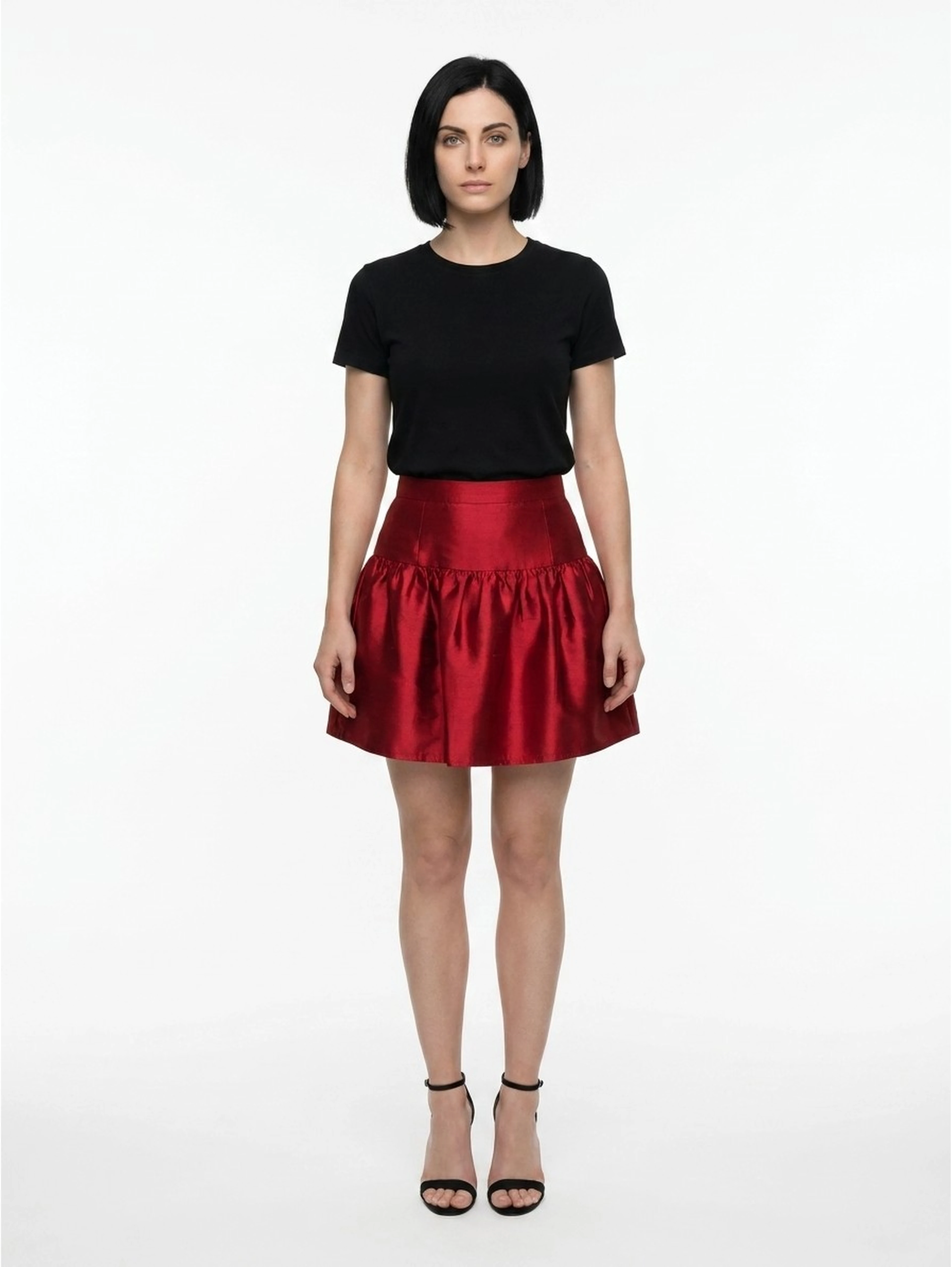 Red Silk Mini Skirt