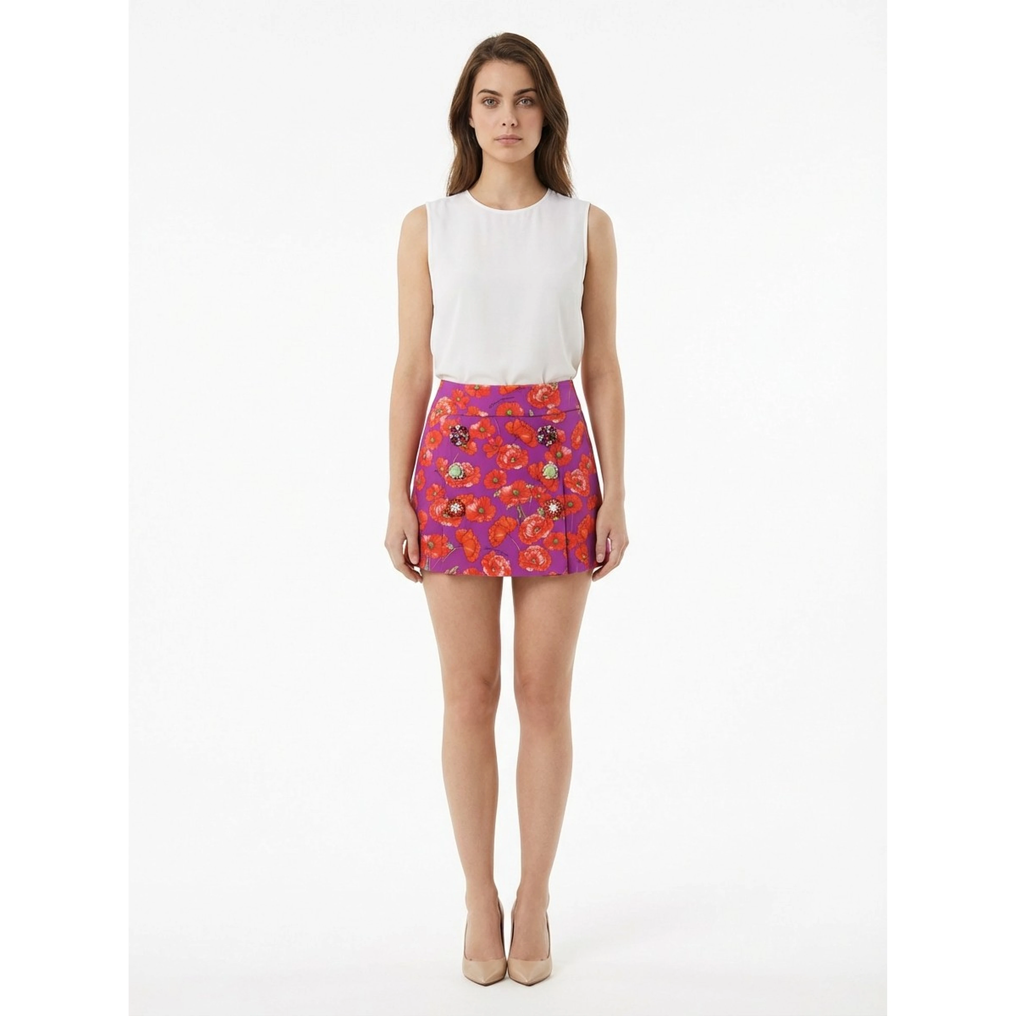 Multicolor Cotton Mini Skirt