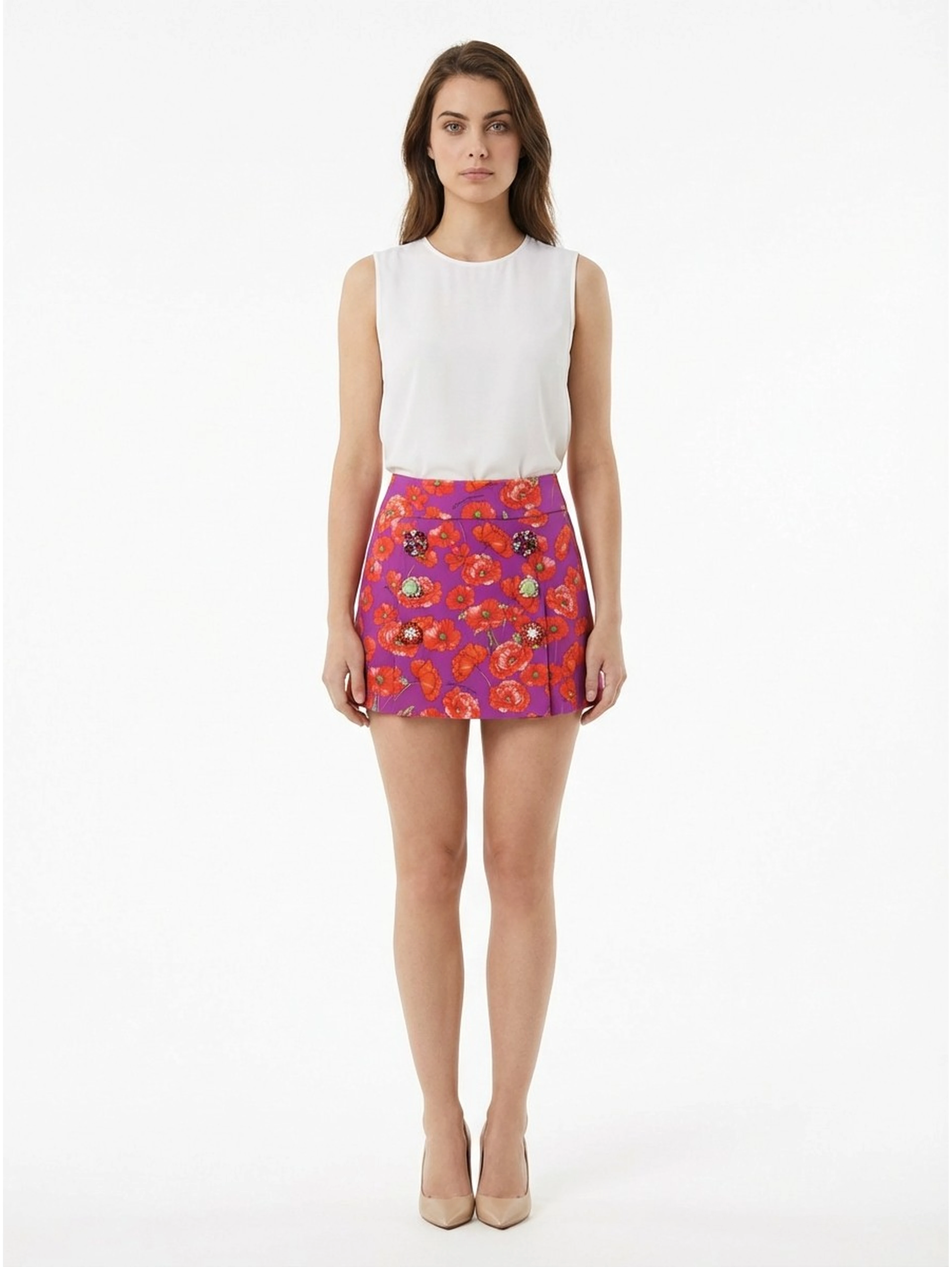 Multicolor Cotton Mini Skirt