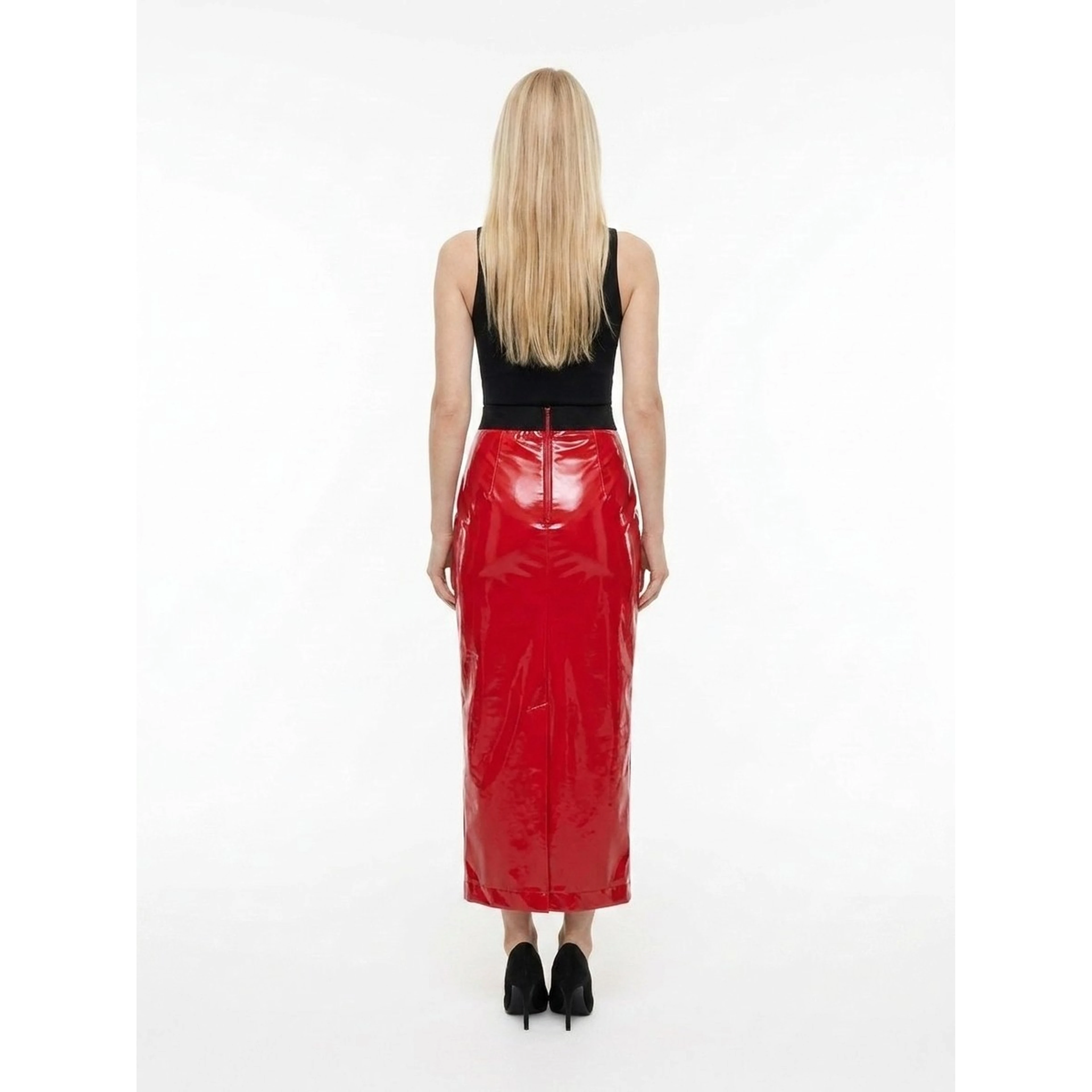 Red Elastane Long Skirt