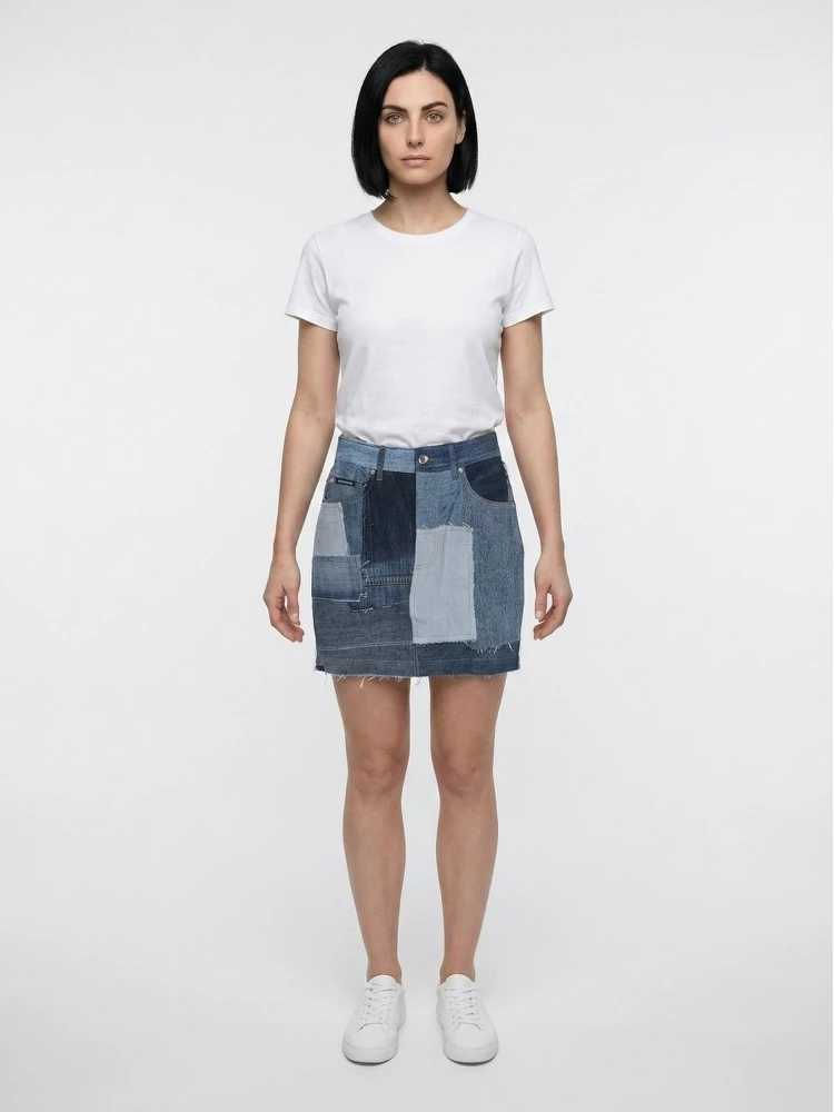 Multicolor Cotton Mini Skirt