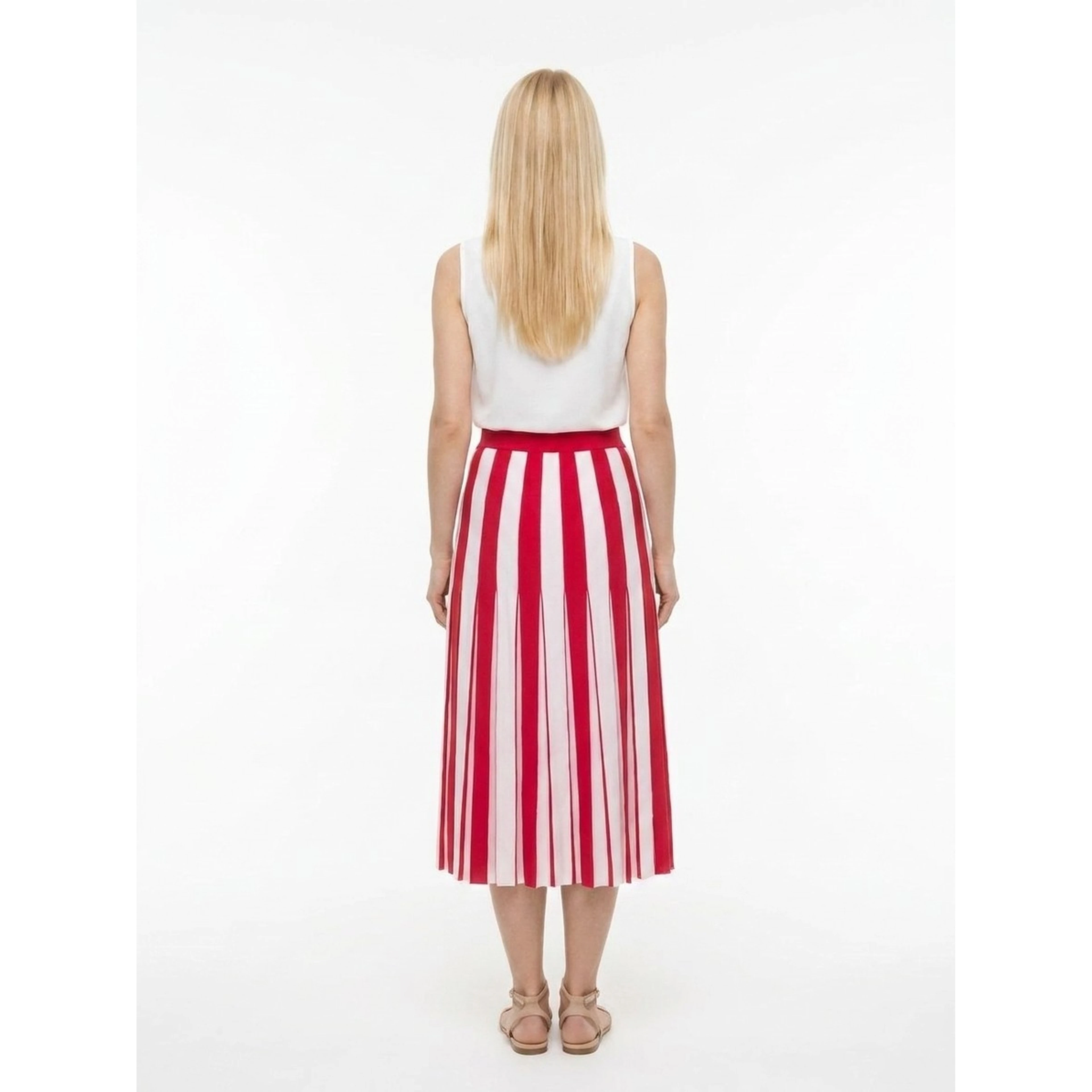 Bicolor Elastane Midi Skirt