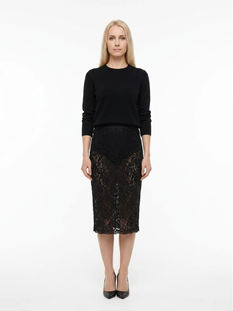Black Polyamide Midi Skirt