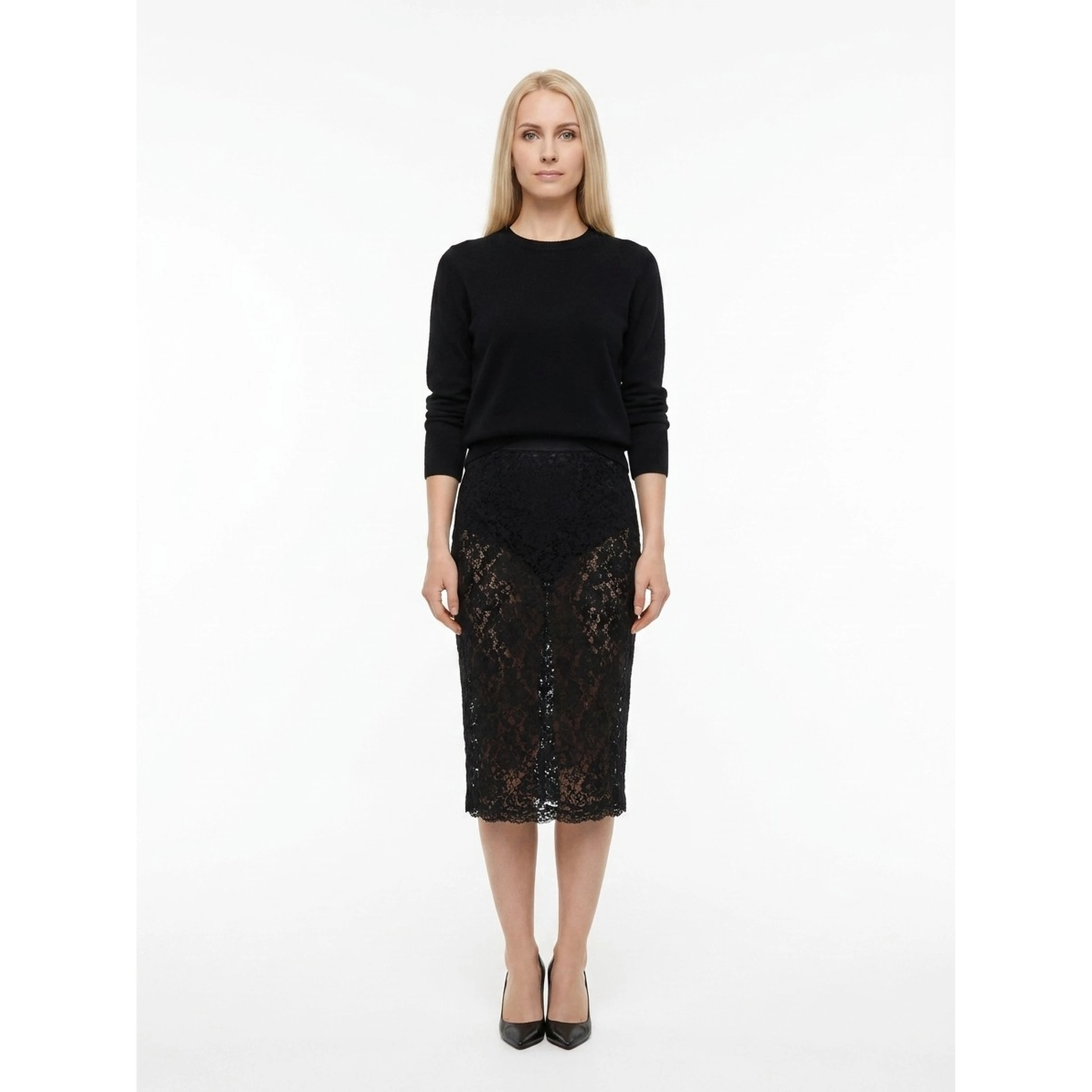 Black Polyamide Midi Skirt