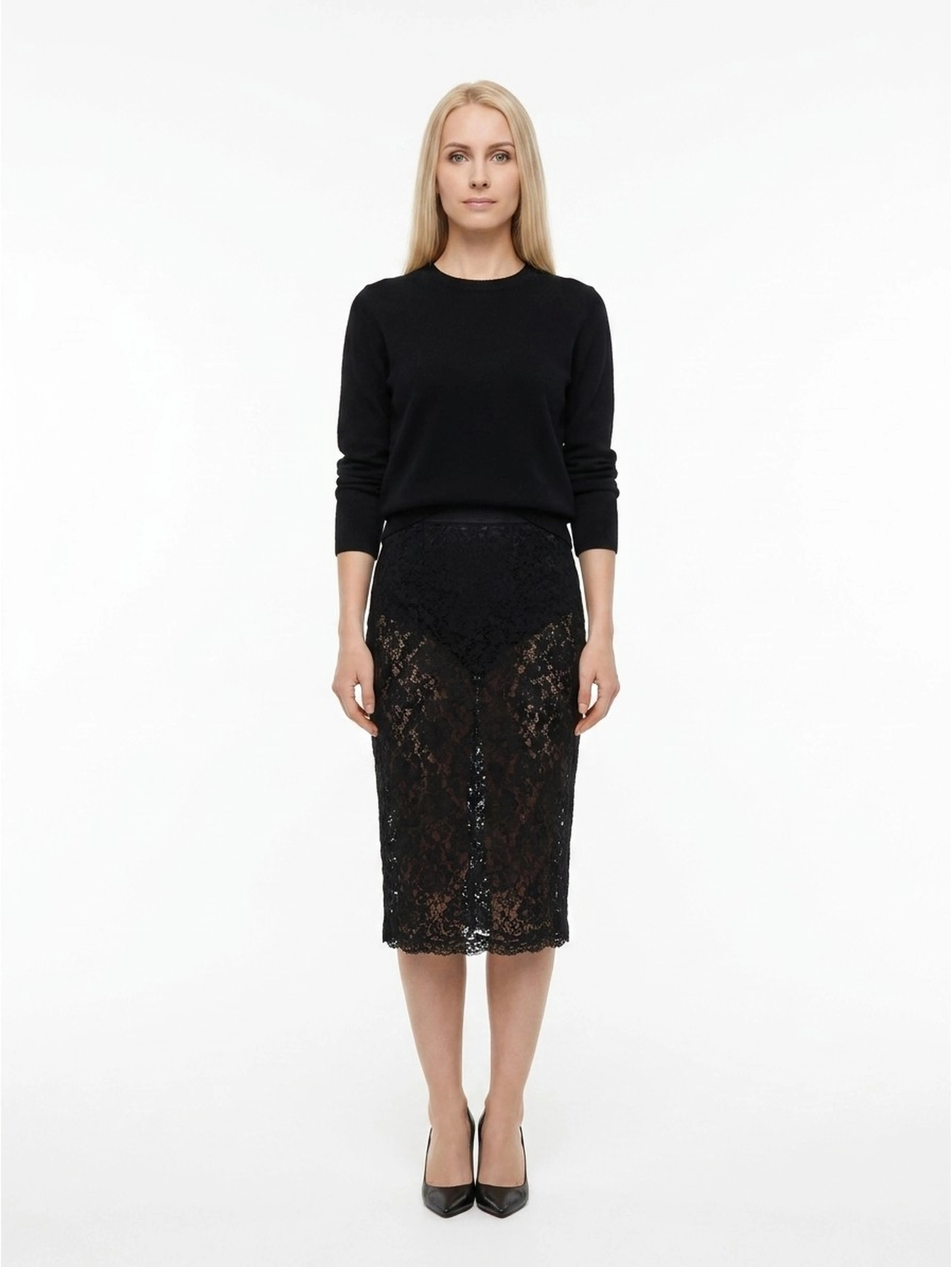 Black Polyamide Midi Skirt