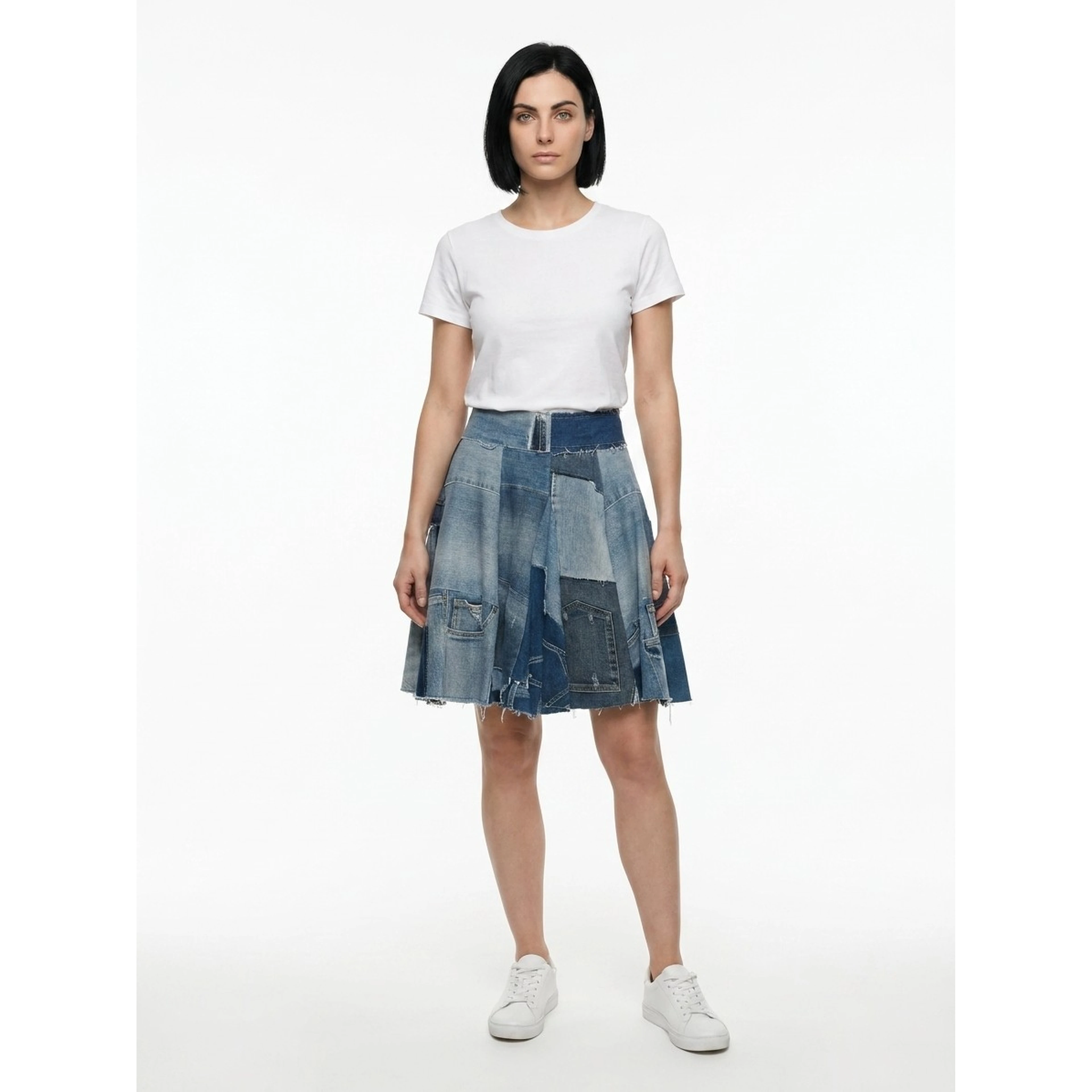 Multicolor Denim Skirt