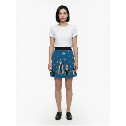 Teal Elastane Mini Skirt