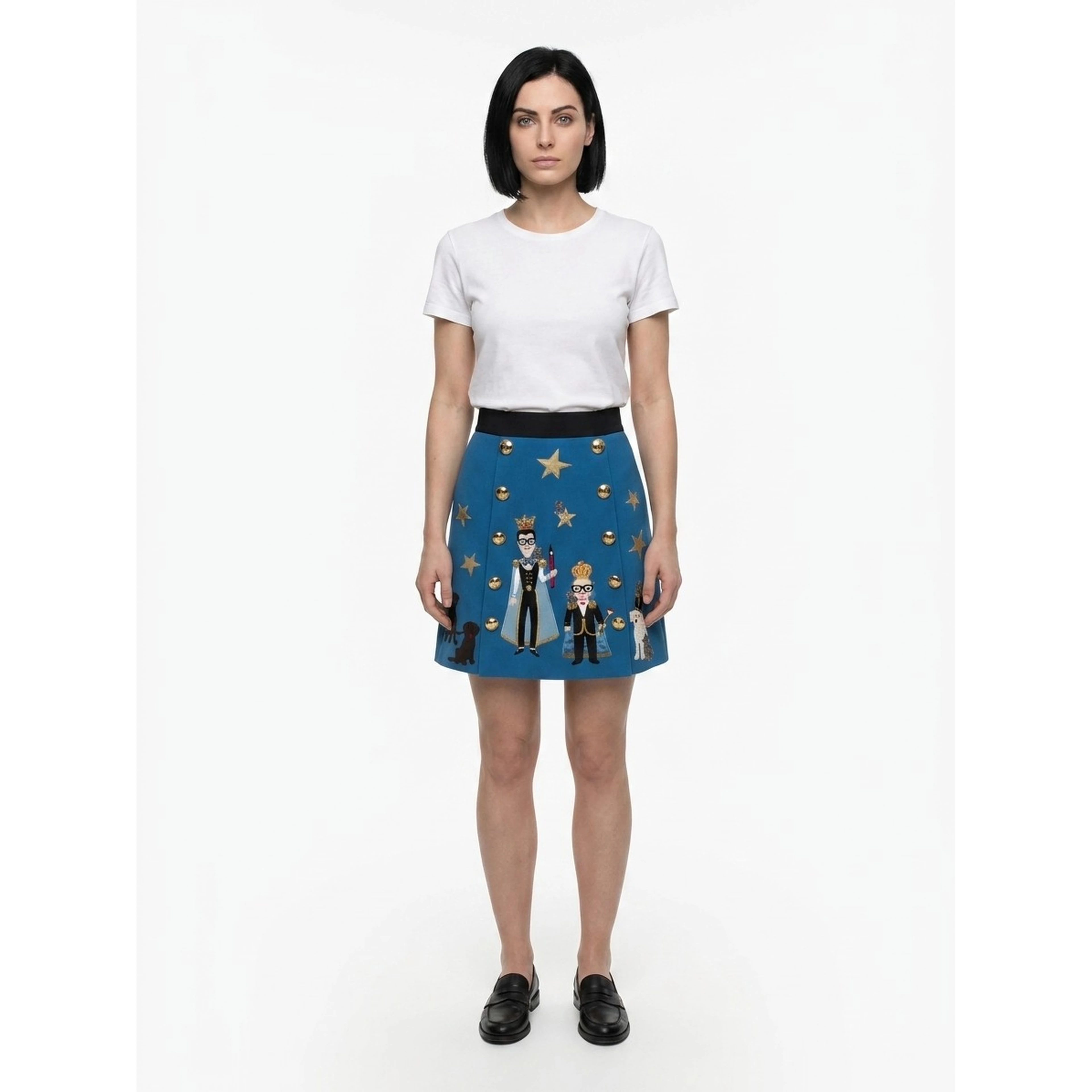 Teal Elastane Mini Skirt