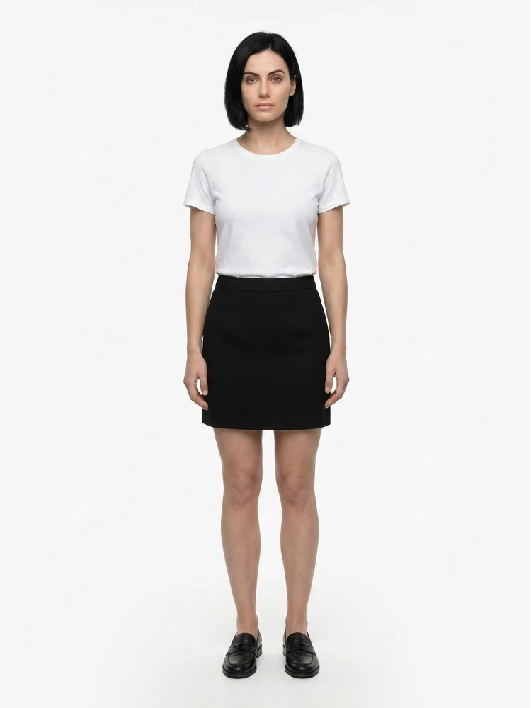 Black Elastane Mini Skirt