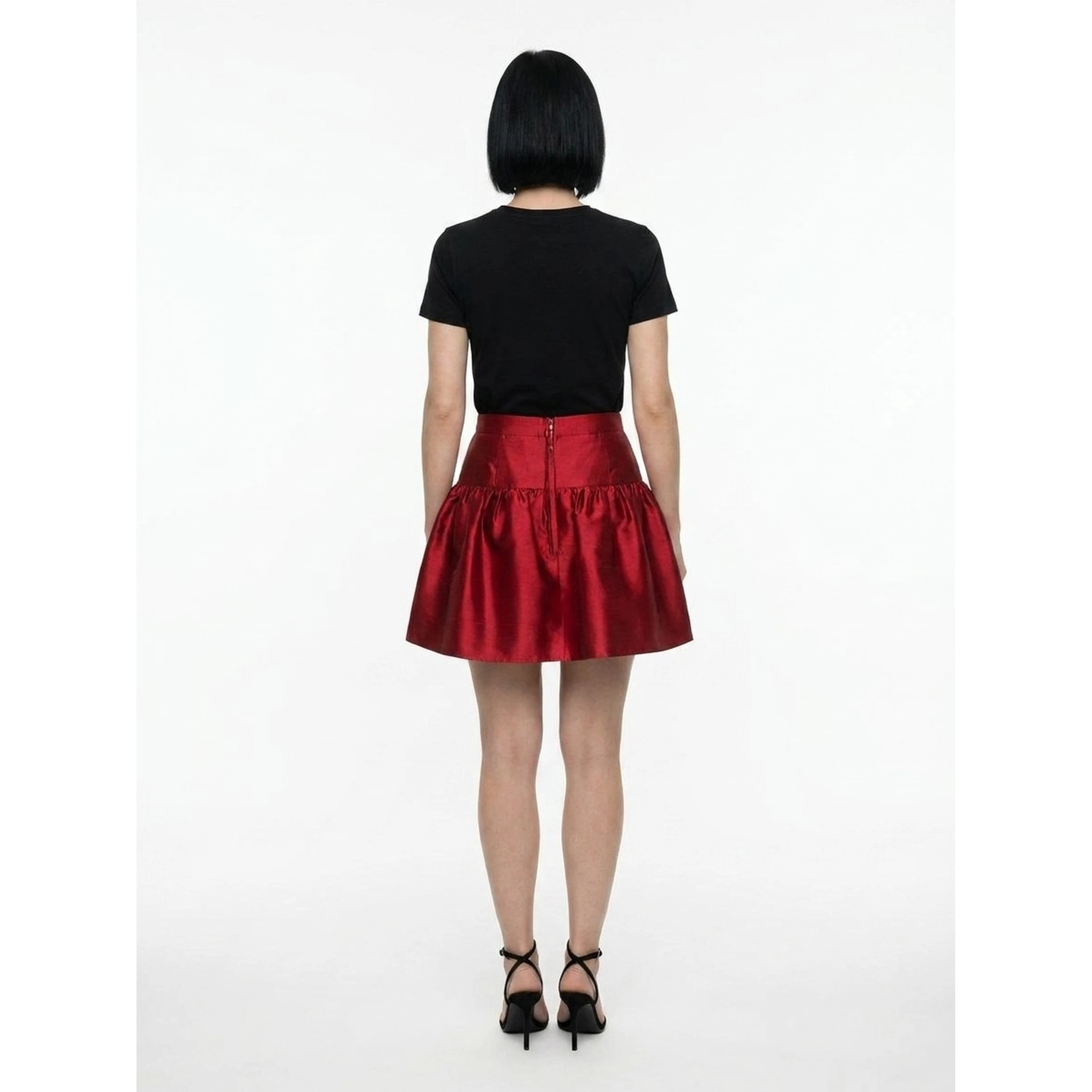 Red Silk Mini Skirt
