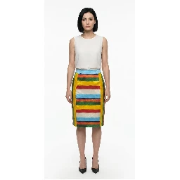 Multicolor Cotton Midi Skirt