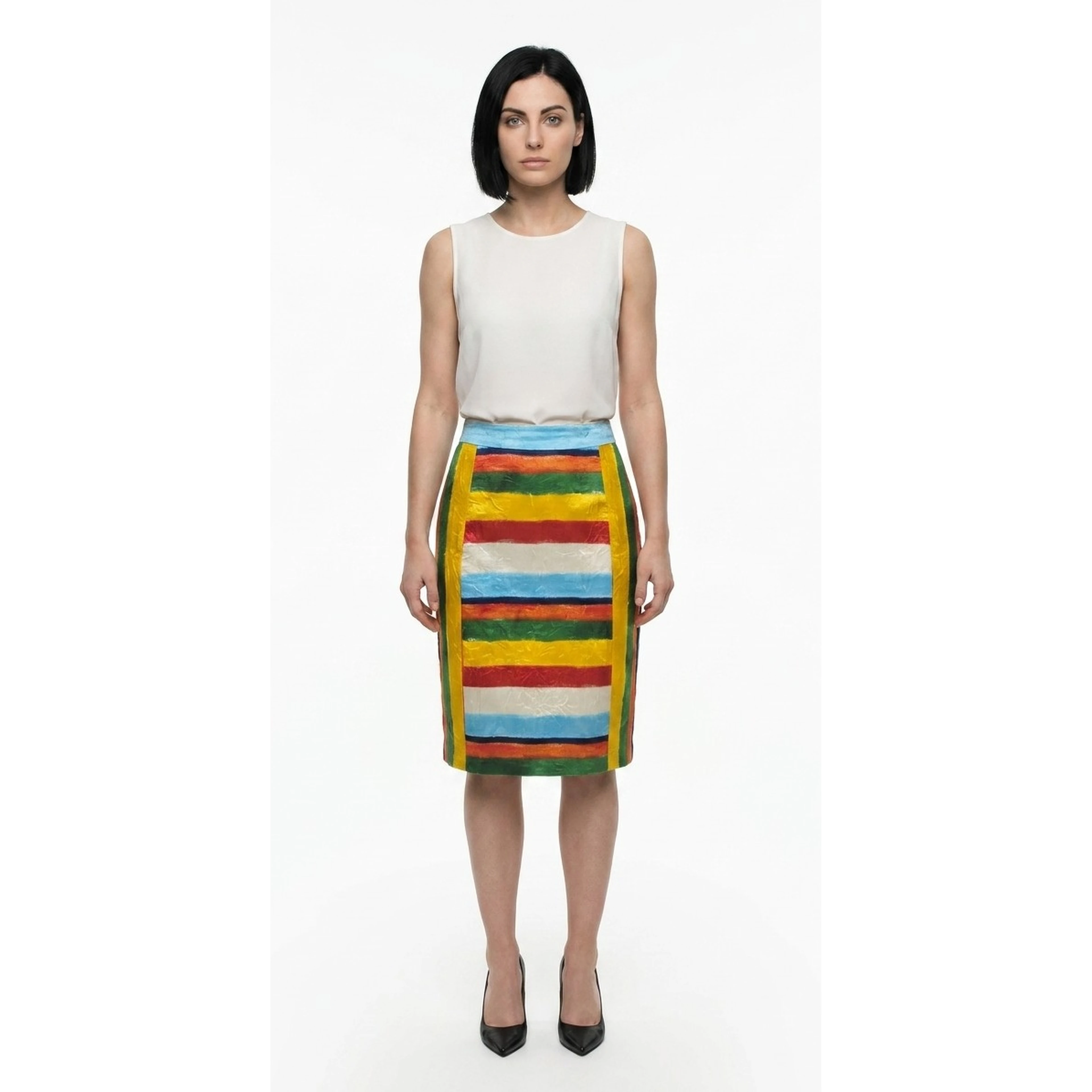 Multicolor Cotton Midi Skirt