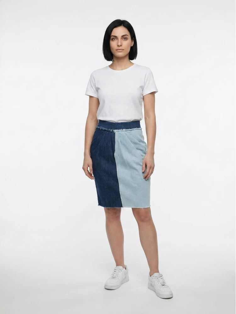 Multicolor Denim Skirt