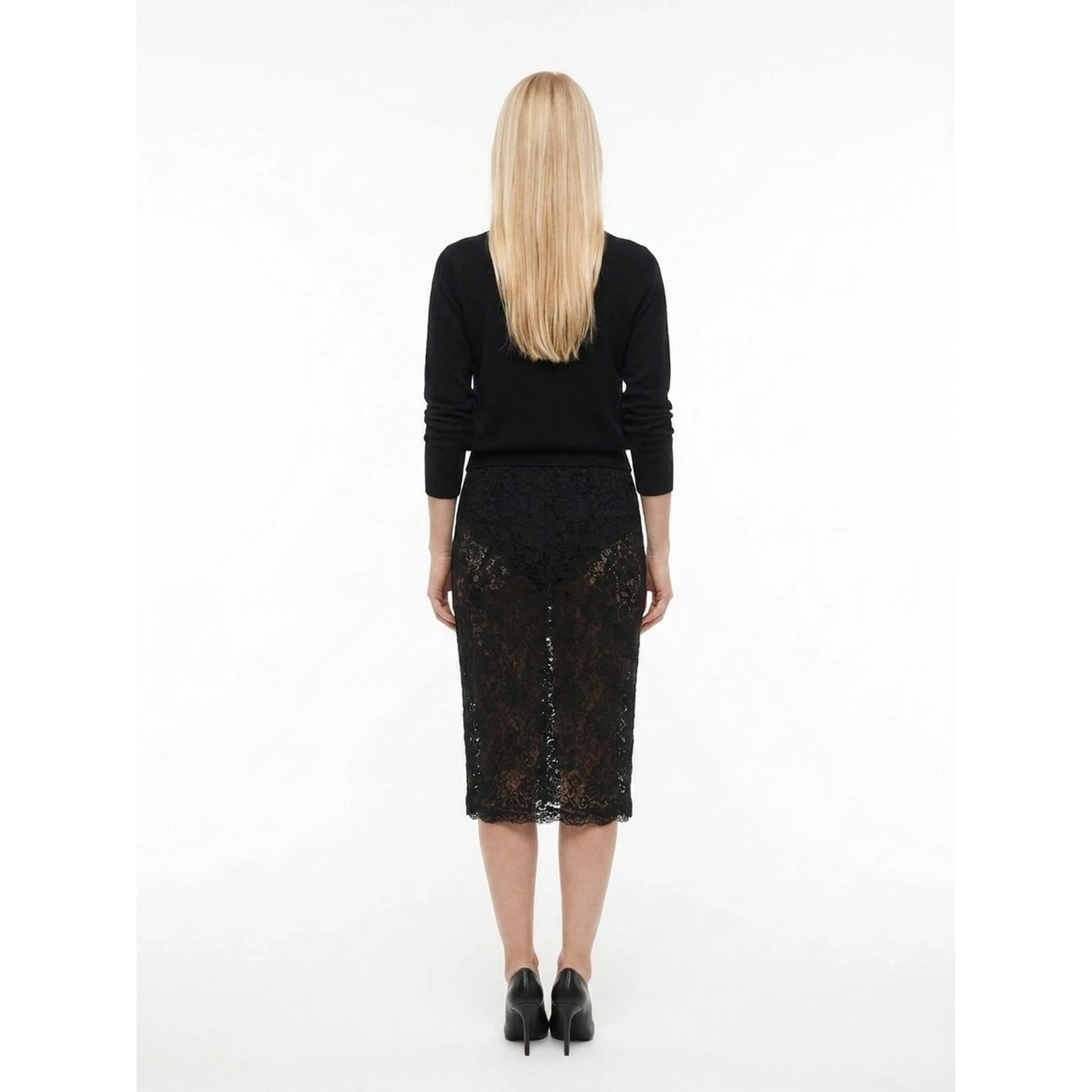 Black Polyamide Midi Skirt