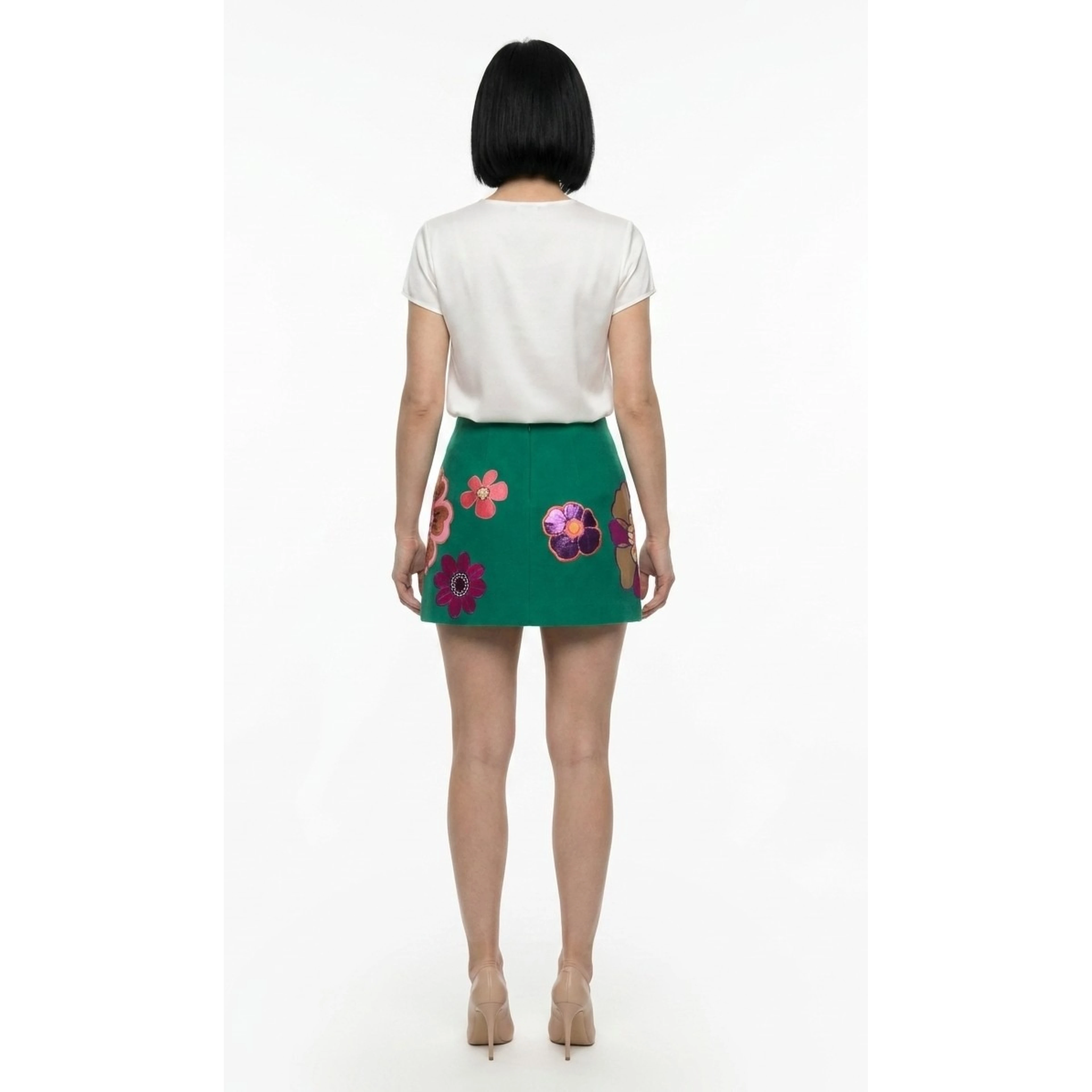 Green Acetate Mini Skirt