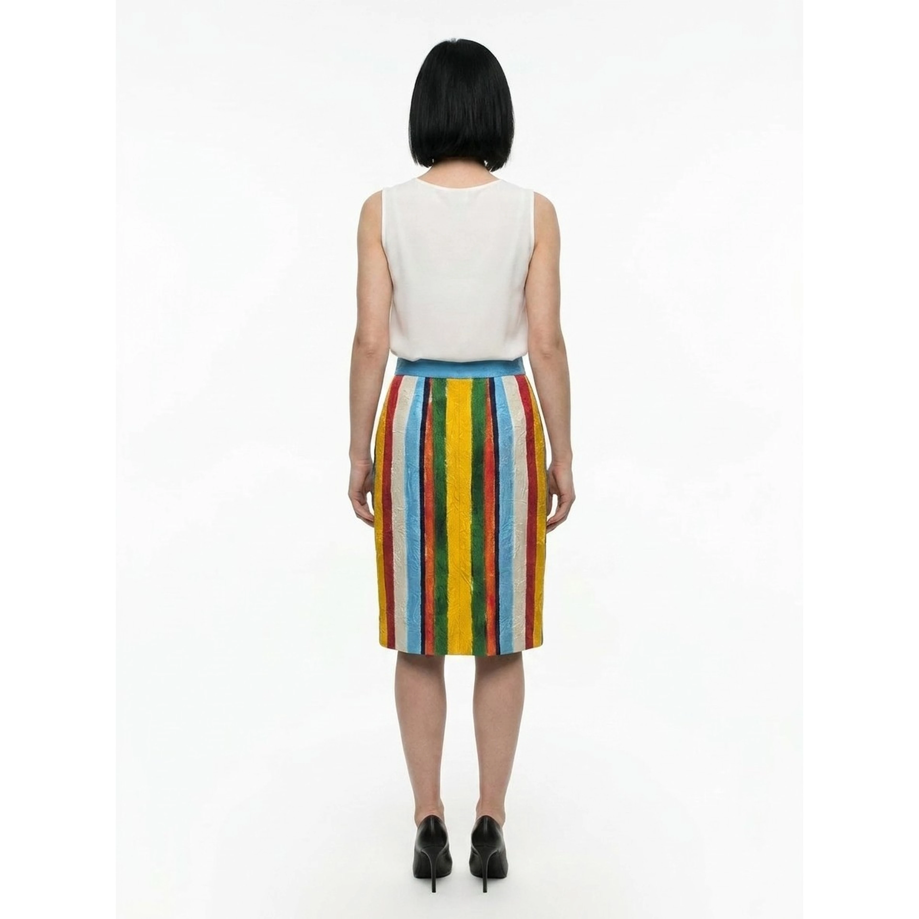 Multicolor Cotton Midi Skirt