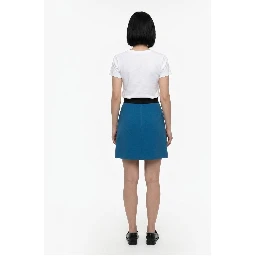 Teal Elastane Mini Skirt