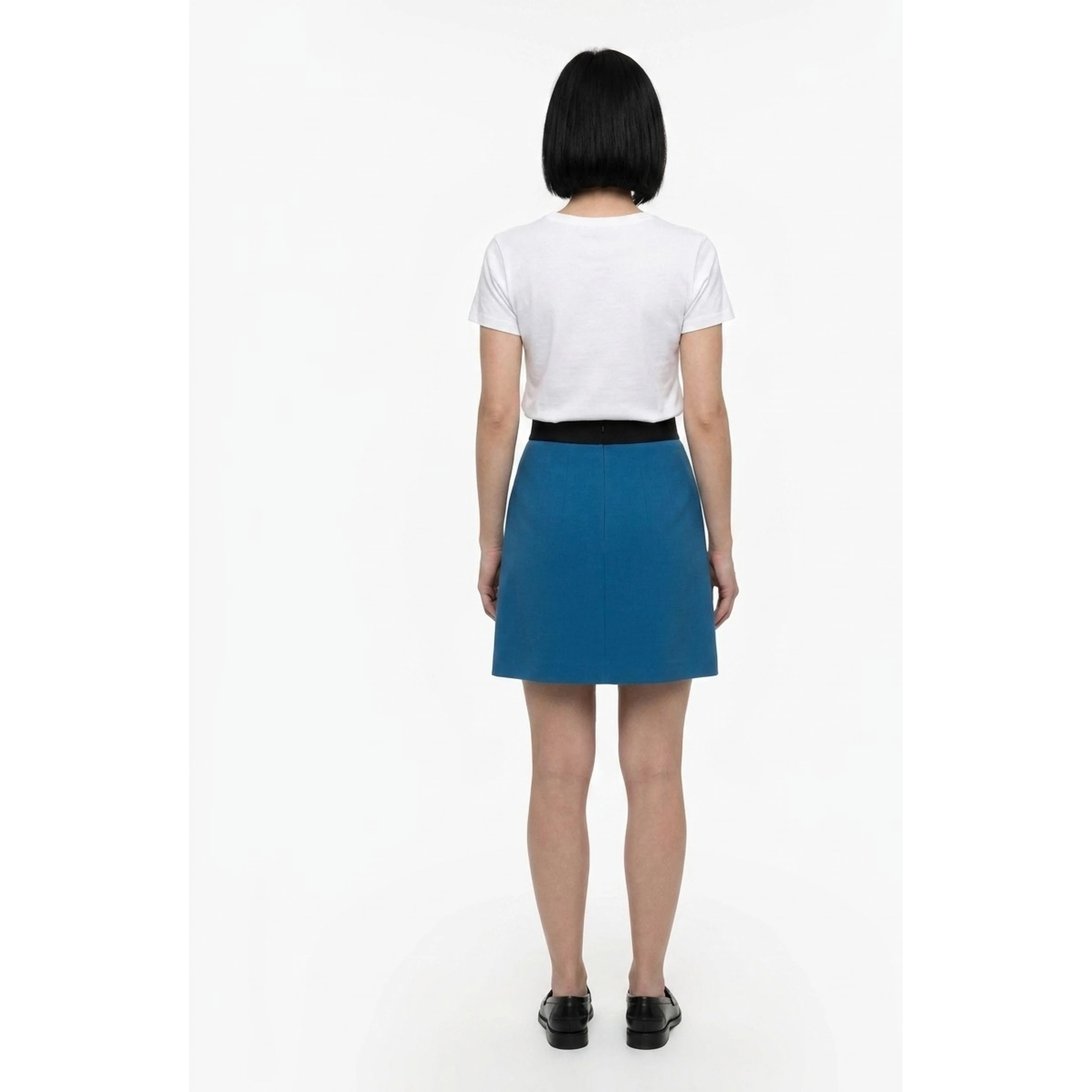 Teal Elastane Mini Skirt