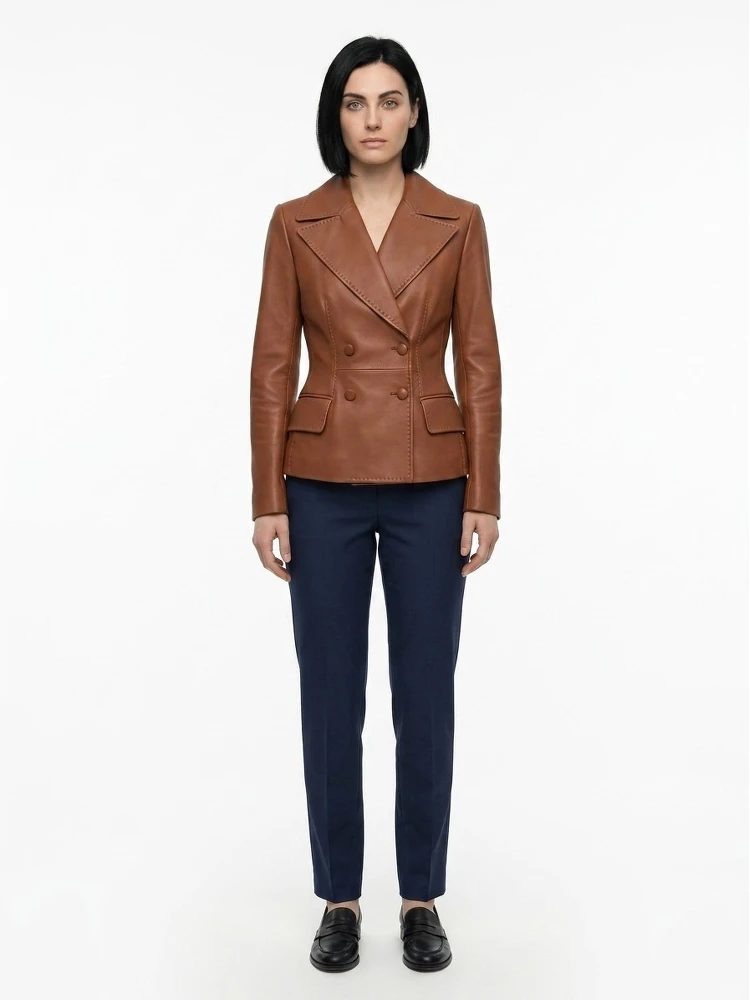 Brown Calfskin Leather Jacket