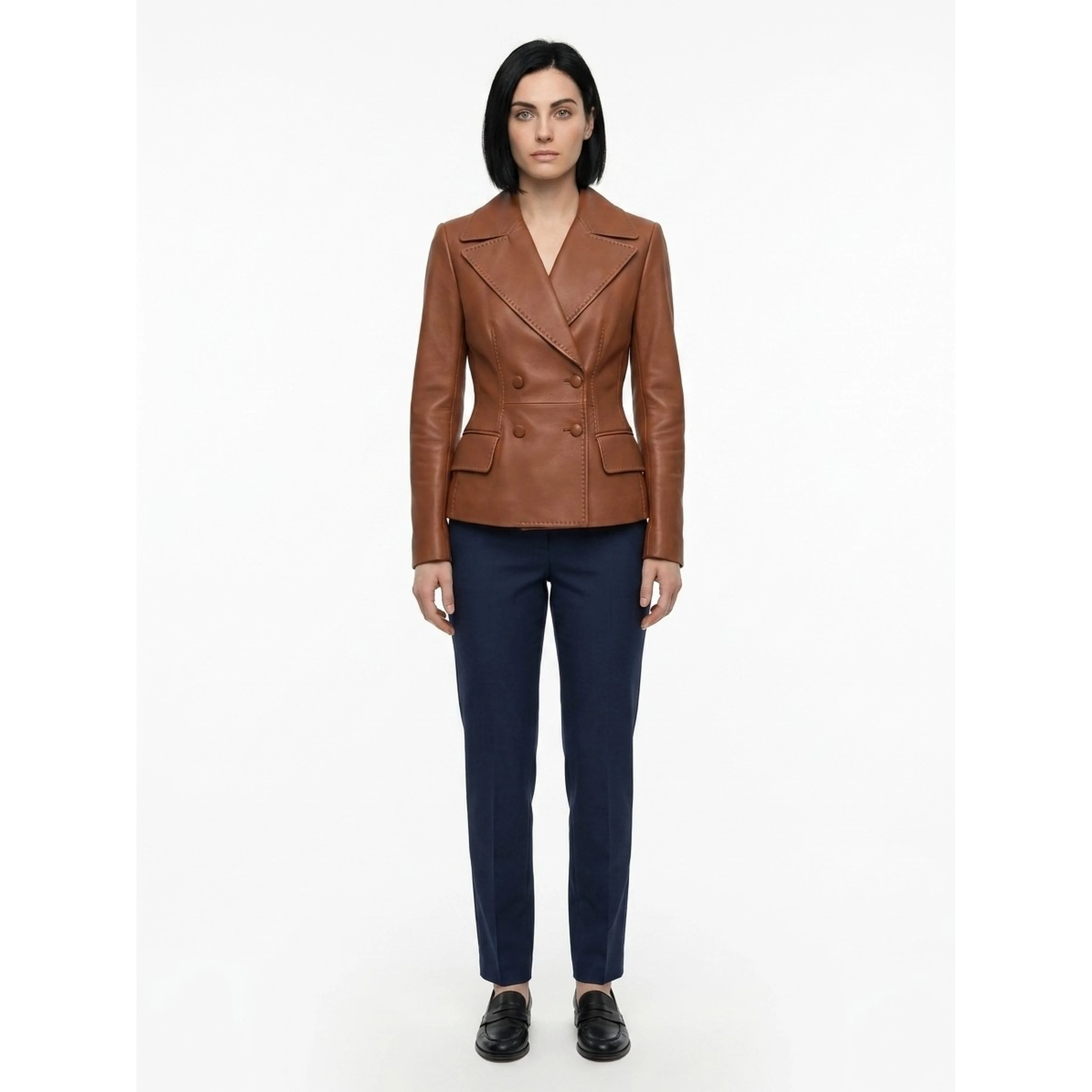 Brown Calfskin Leather Jacket