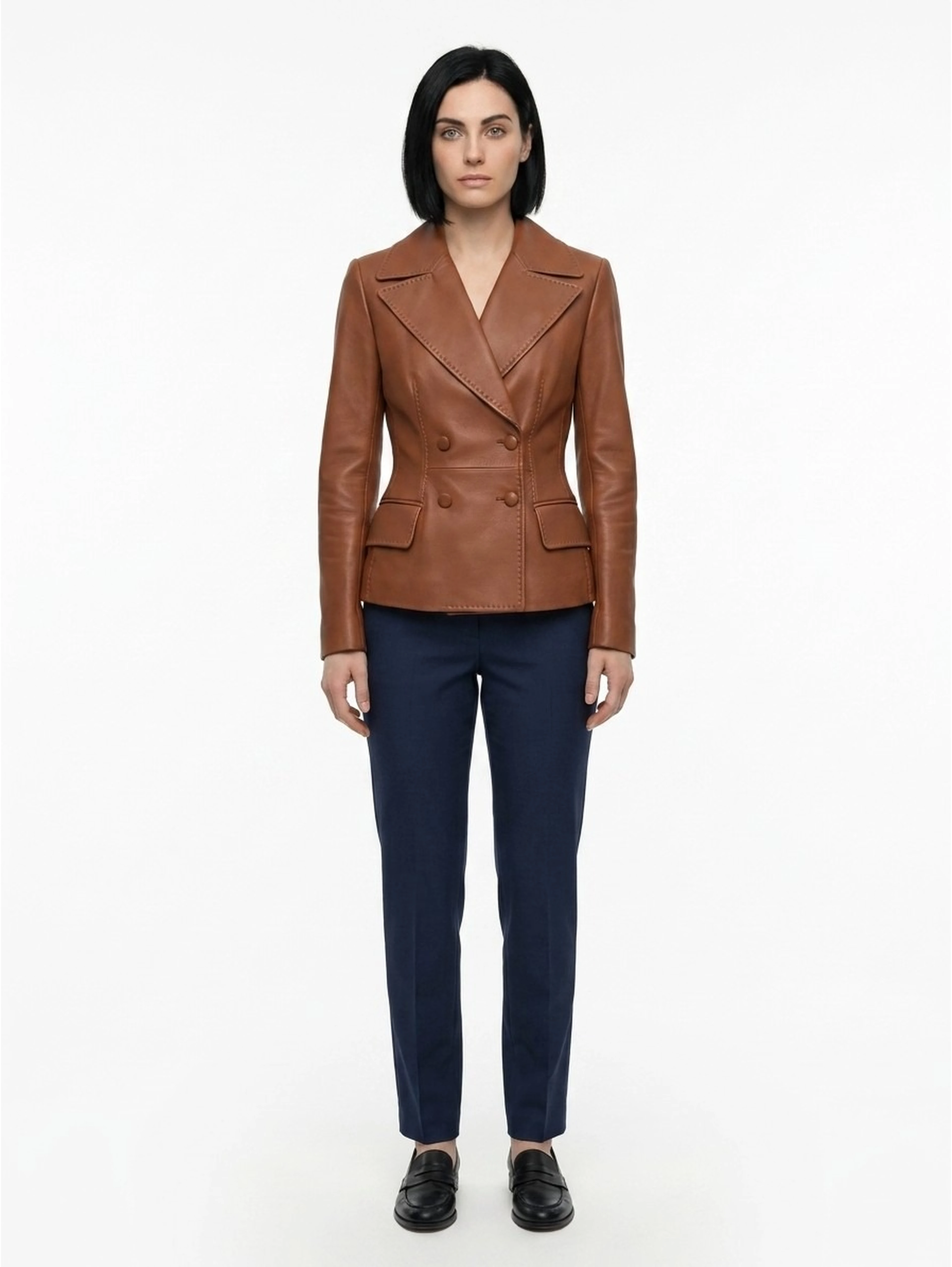 Brown Calfskin Leather Jacket