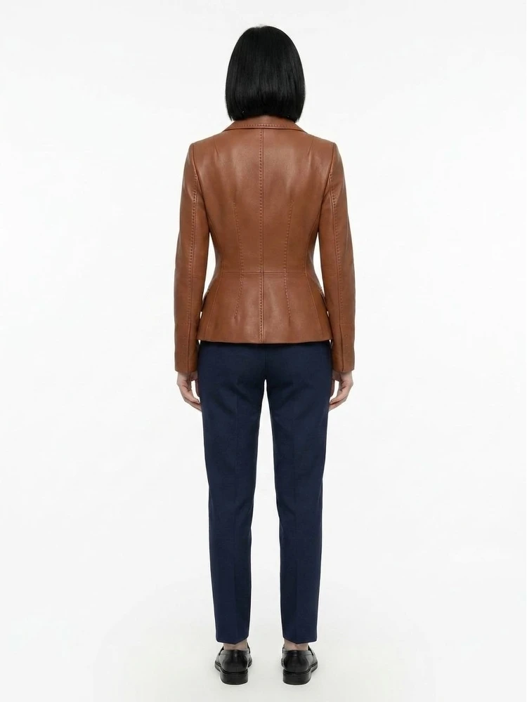 Brown Calfskin Leather Jacket alternative