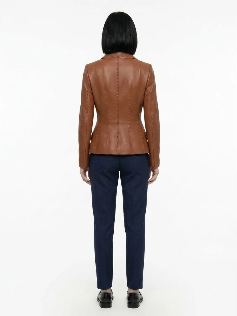 Brown Calfskin Leather Jacket
