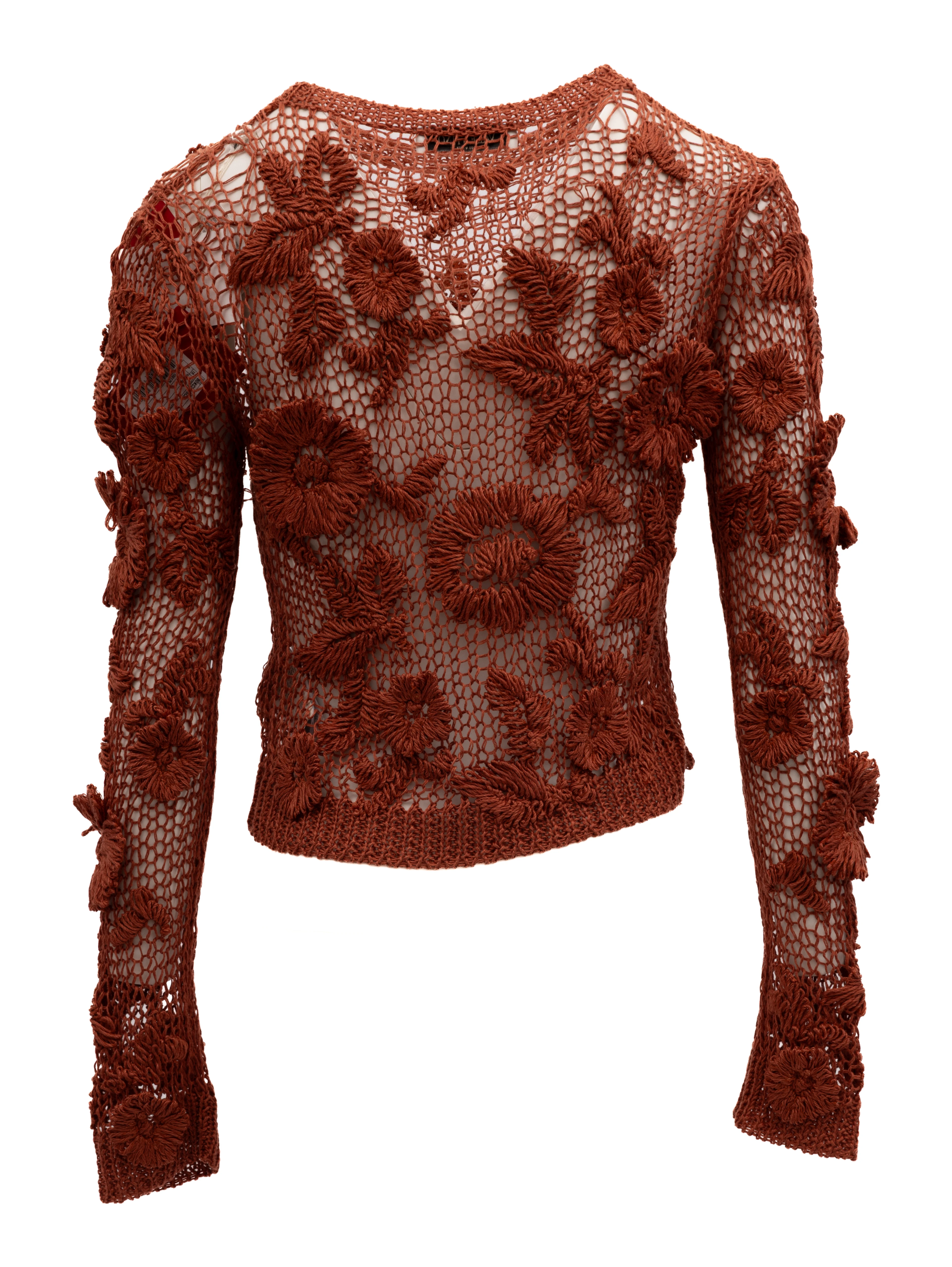 Rust Crochet Floral Top
