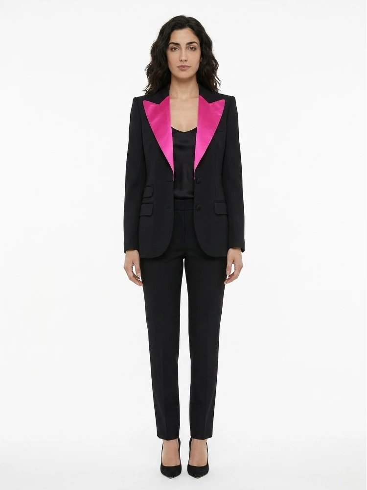 Black Elastane Two-Piece Suit
