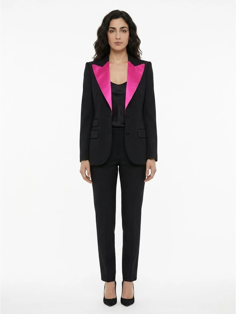 Black Elastane Two-Piece Suit