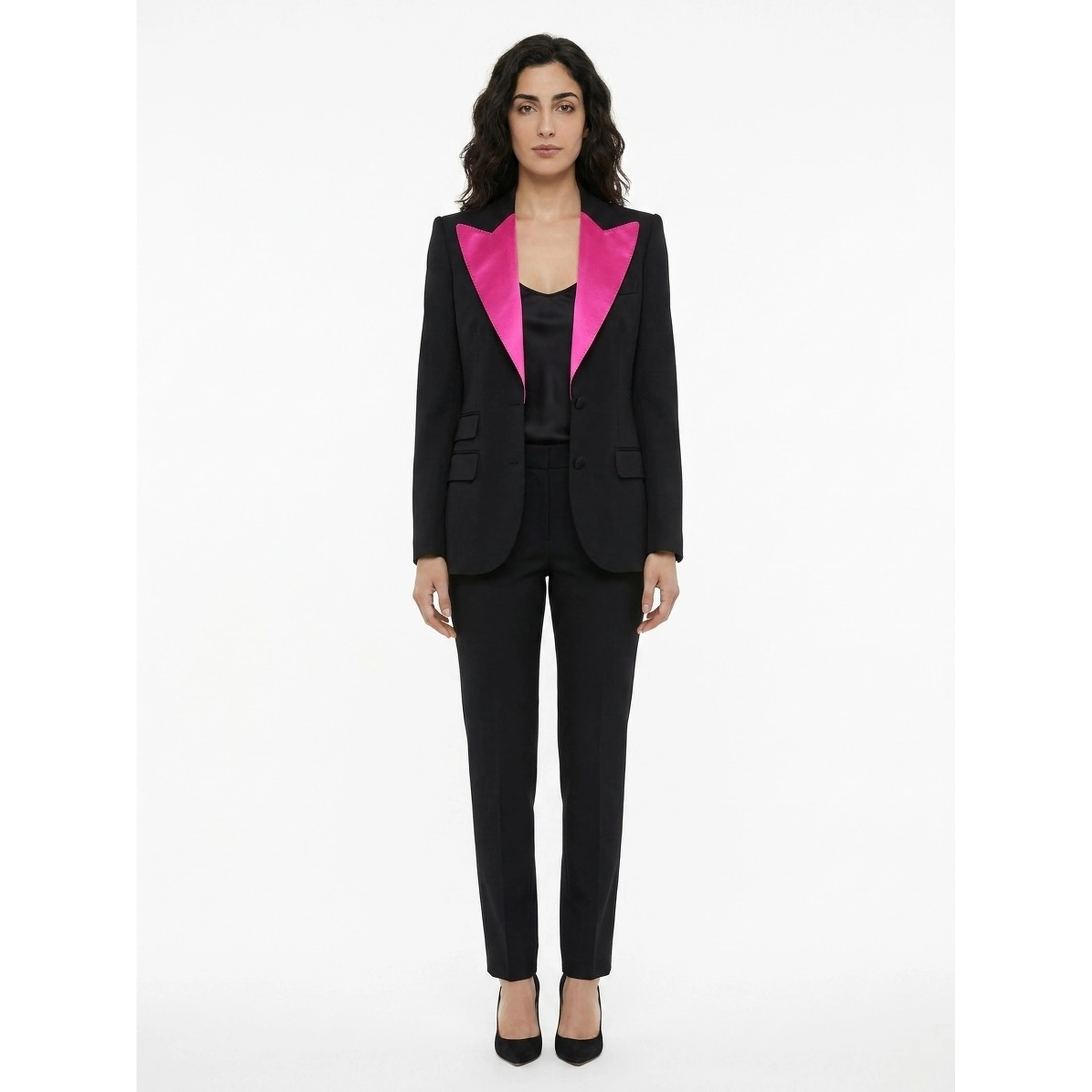 Black Elastane Two-Piece Suit