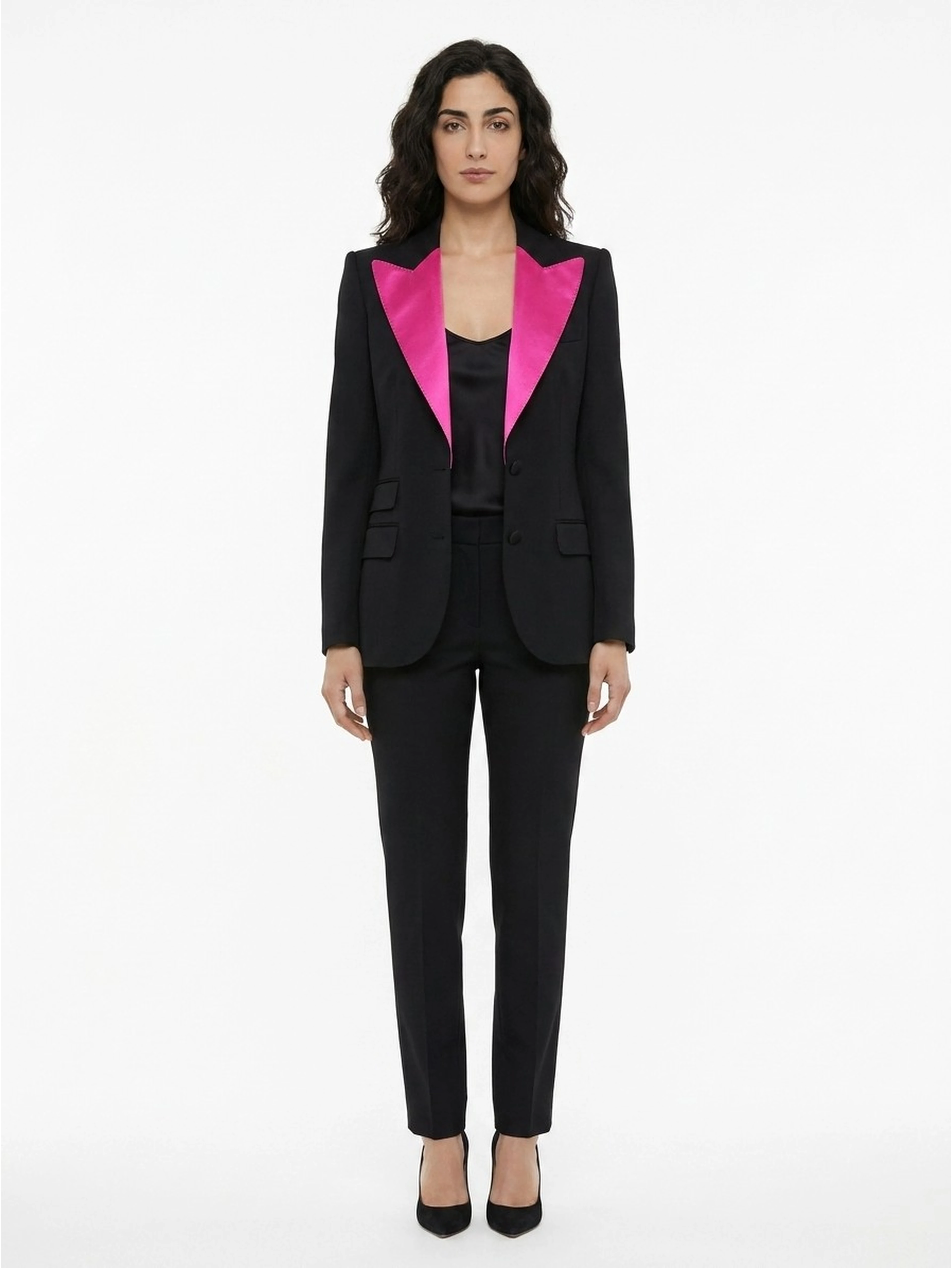 Black Elastane Two-Piece Suit
