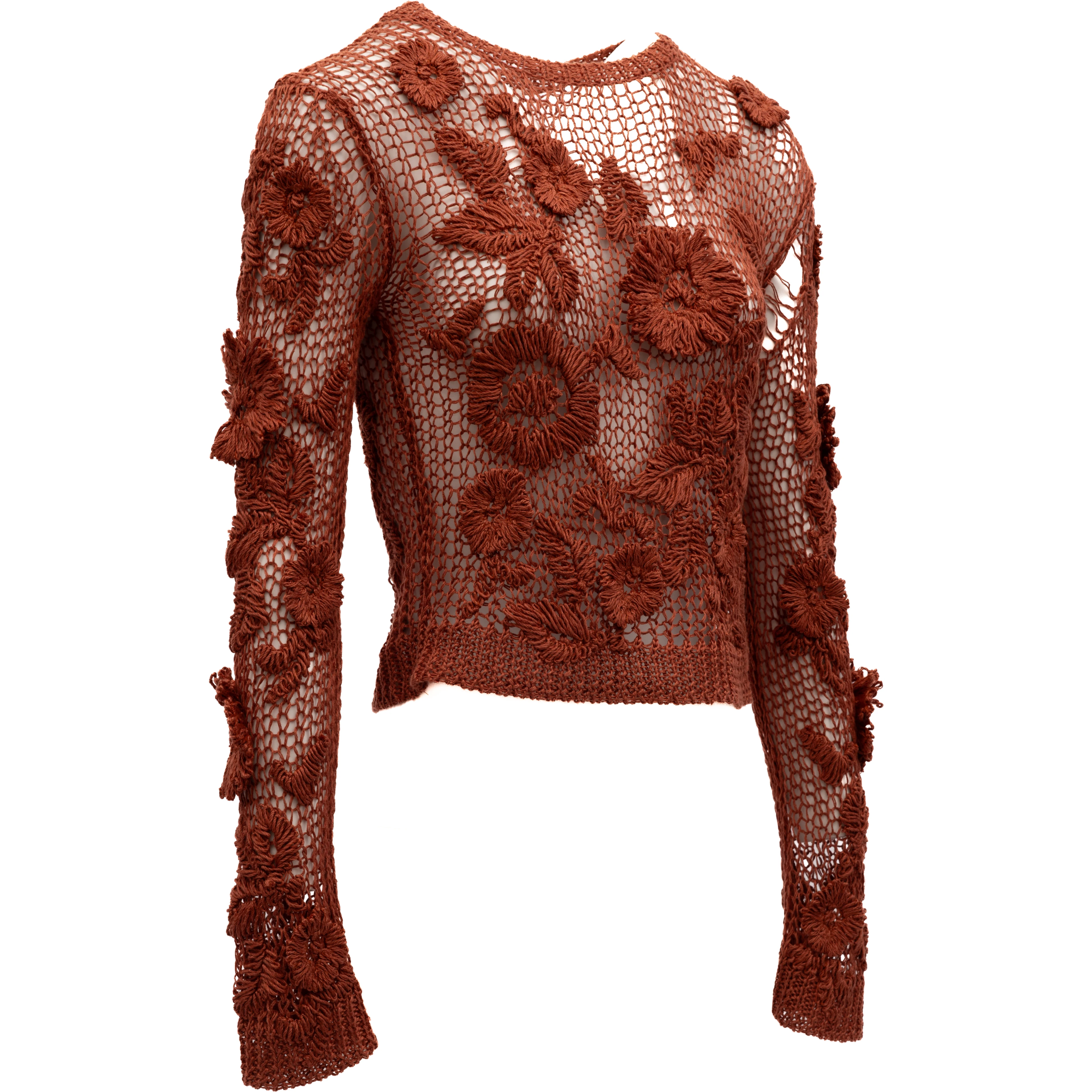 Rust Crochet Floral Top