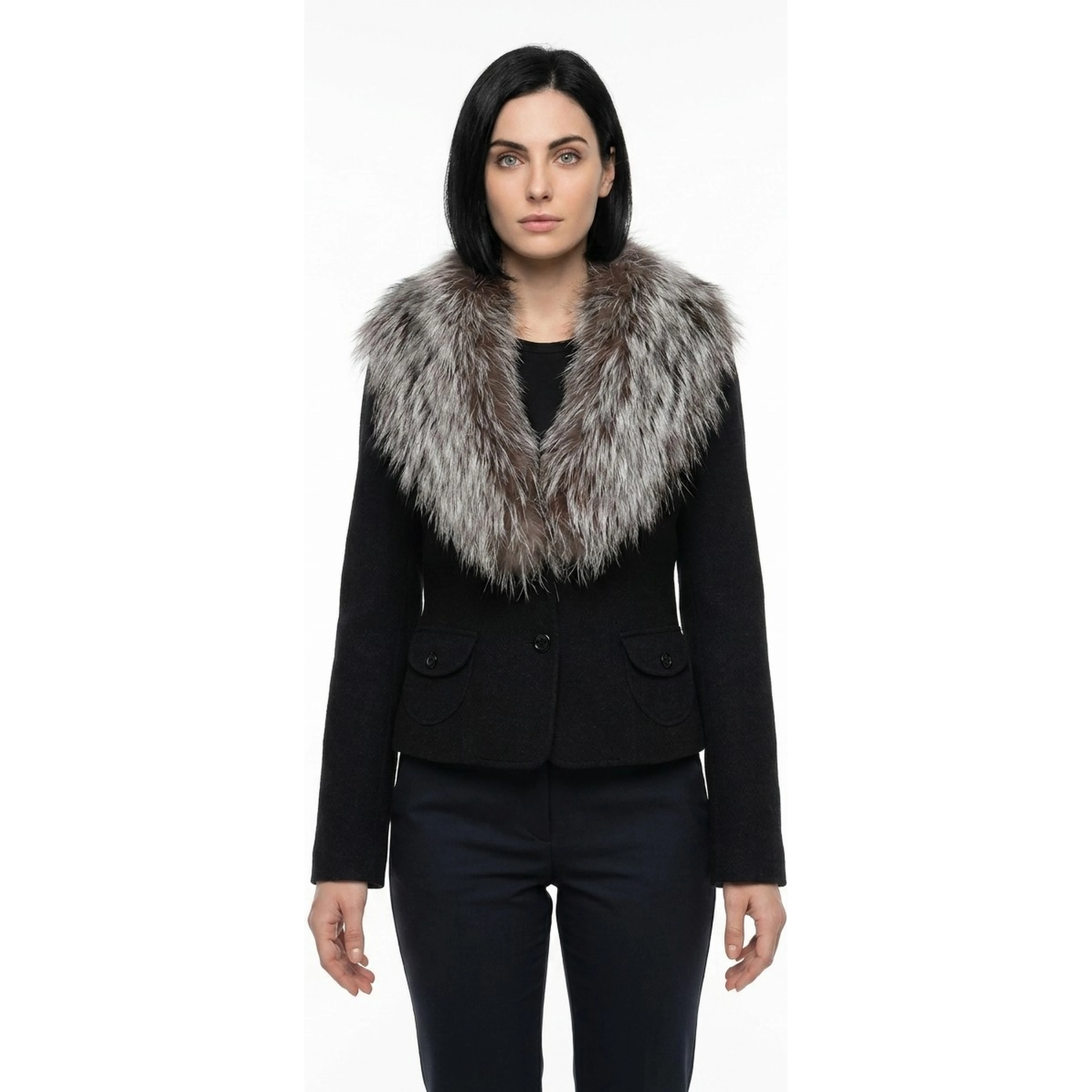 Gray Virgin Wool Full-Length Jacket
